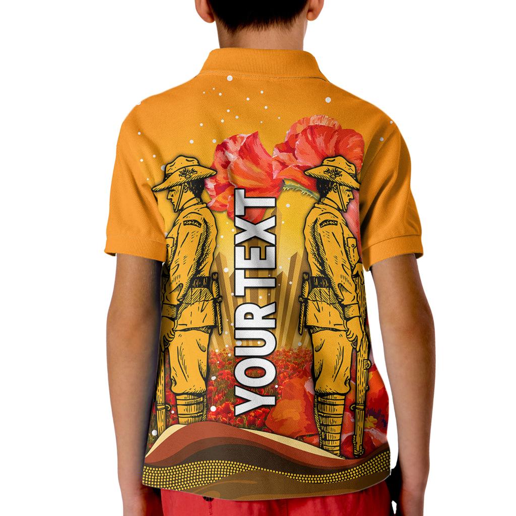 custom-personalised-aboriginal-anzac-day-kid-polo-shirt-soldier-poppy-vibe