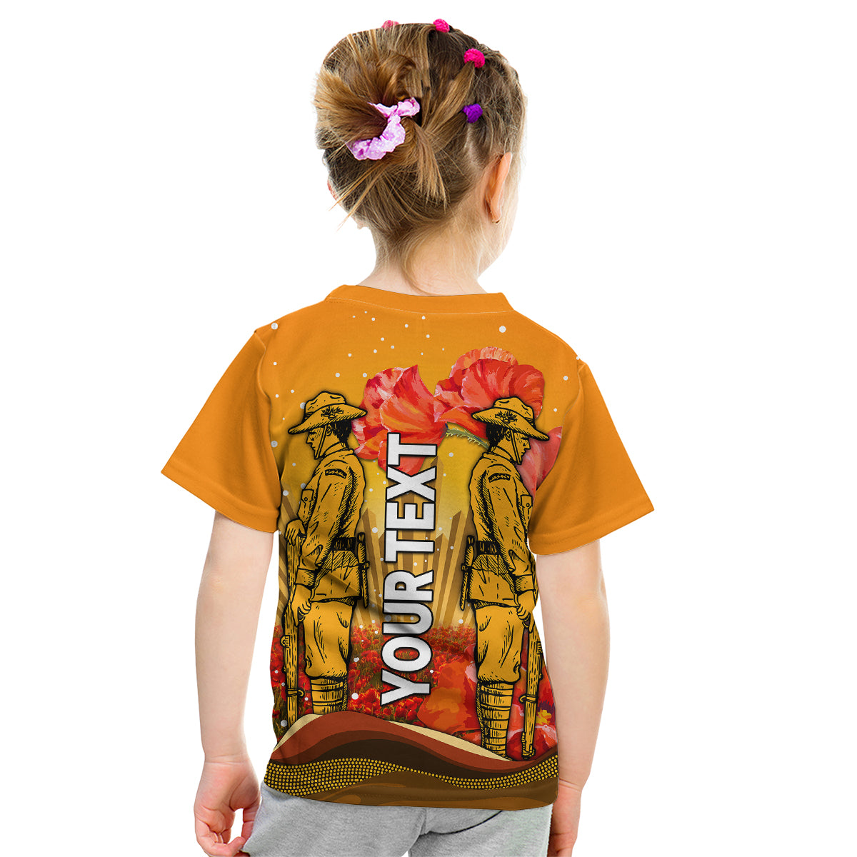 custom-personalised-aboriginal-anzac-day-kid-t-shirt-soldier-poppy-vibe