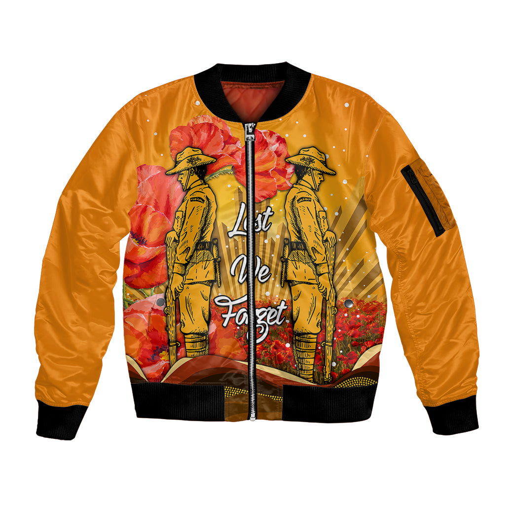 custom-personalised-aboriginal-anzac-day-sleeve-zip-bomber-jacket-soldier-poppy-vibe