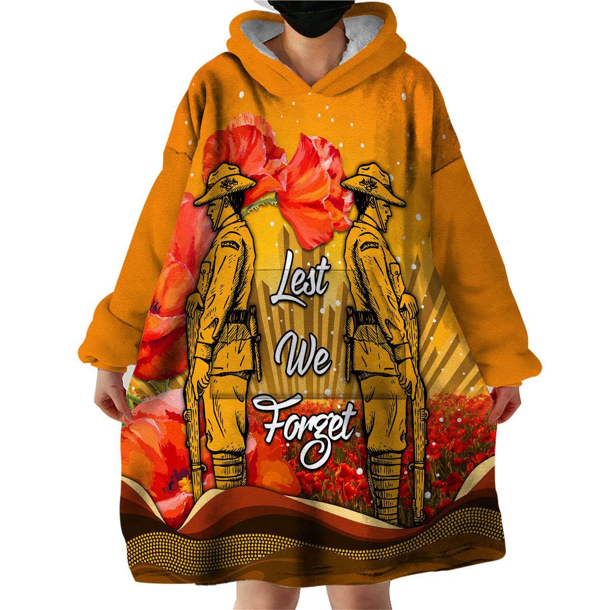 custom-personalised-aboriginal-anzac-day-wearable-blanket-hoodie-soldier-poppy-vibe