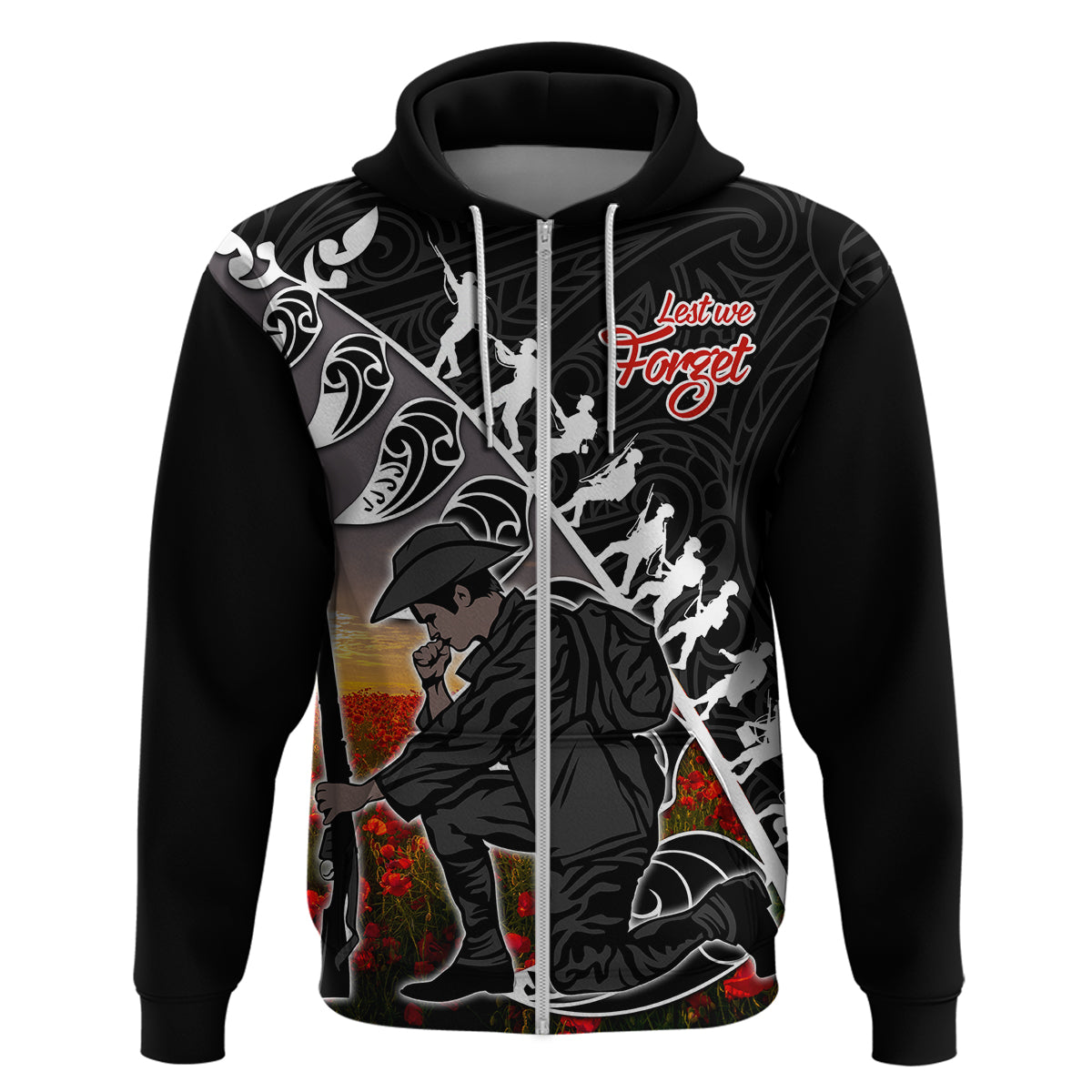 custom-personalised-aotearoa-anzac-day-hoodie-maori-fern-with-poppy-vibe