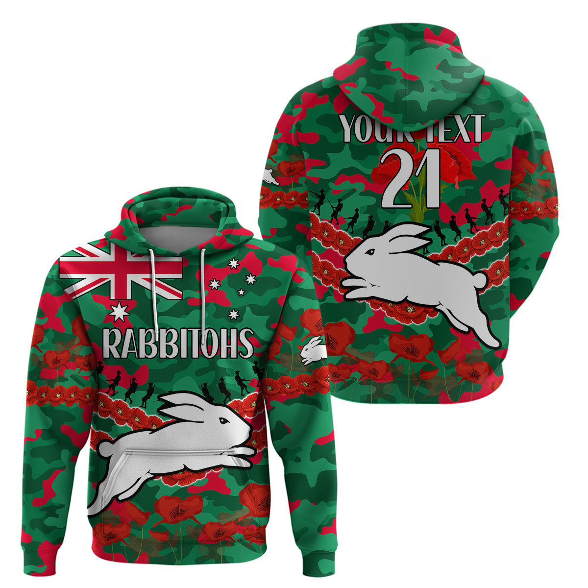 custom-text-and-number-rabbitohs-rugby-anzac-hoodie-lest-we-forget