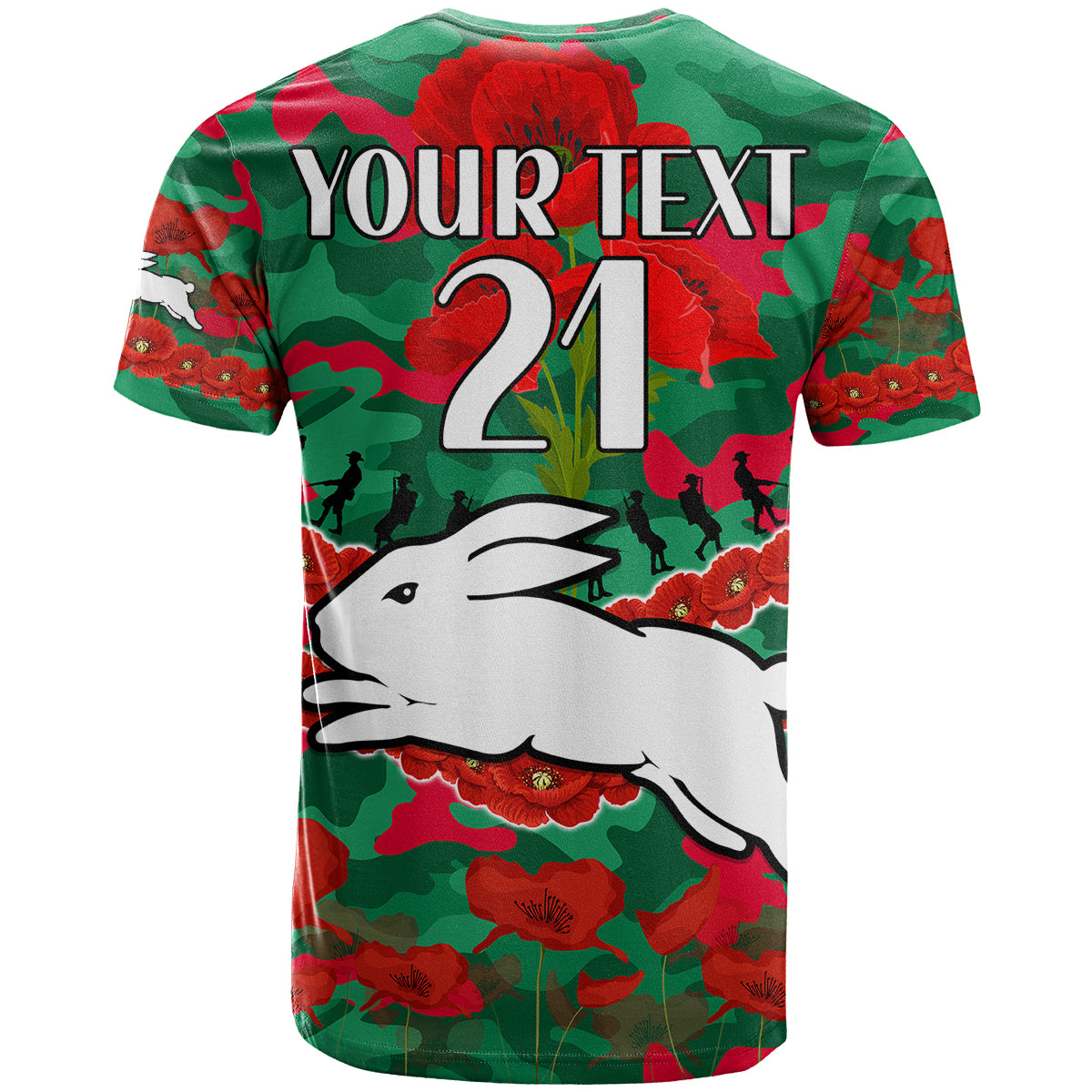 custom-text-and-number-rabbitohs-rugby-anzac-t-shirt-lest-we-forget