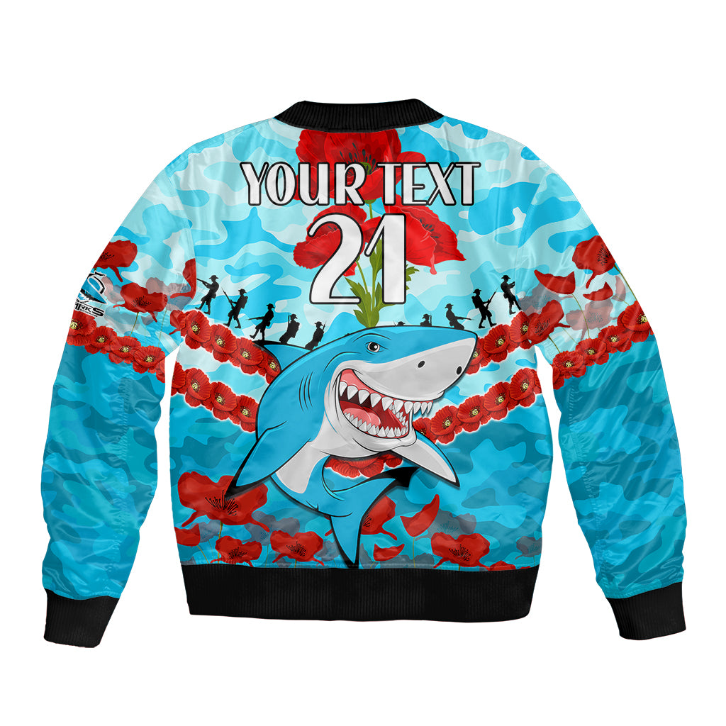 custom-text-and-number-sharks-rugby-anzac-bomber-jacket-lest-we-forget