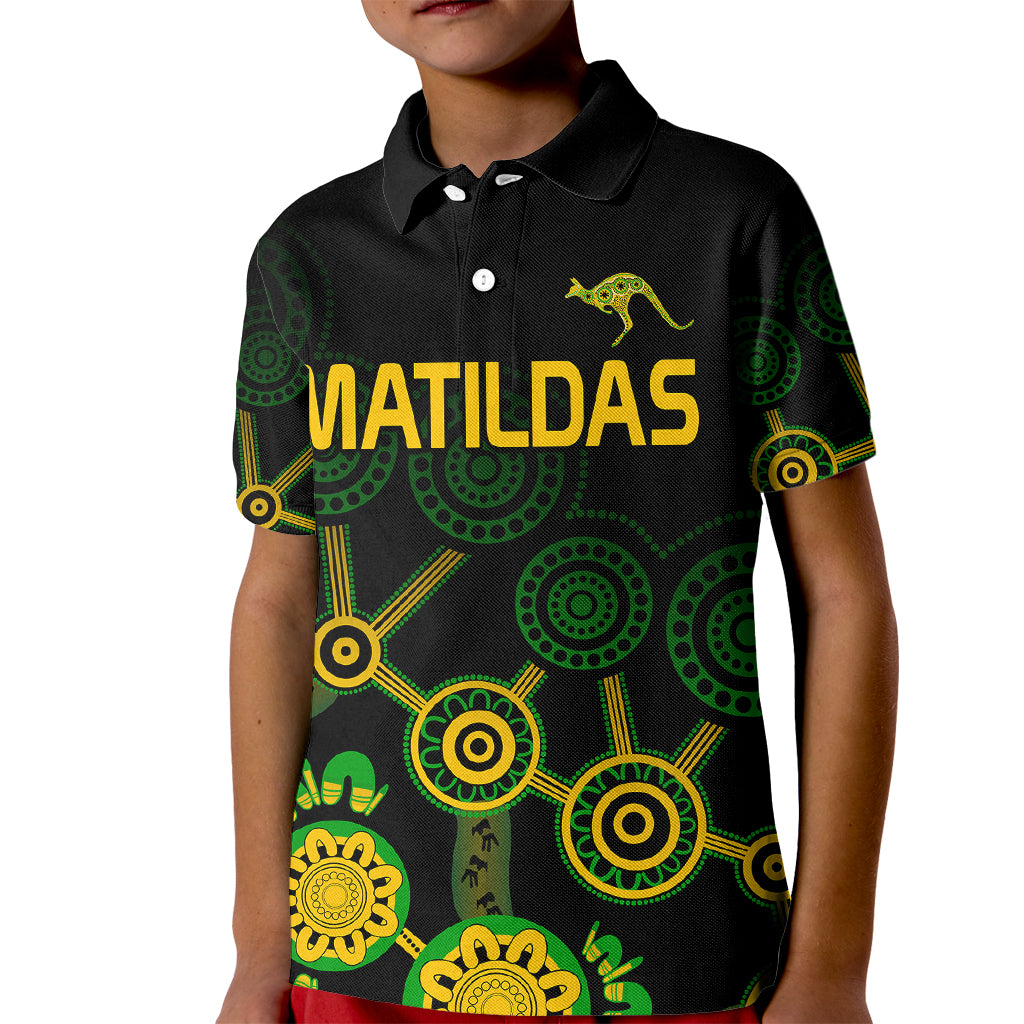 custom-text-and-number-australia-soccer-kid-polo-shirt-matildas-world-cup-with-kangaroo