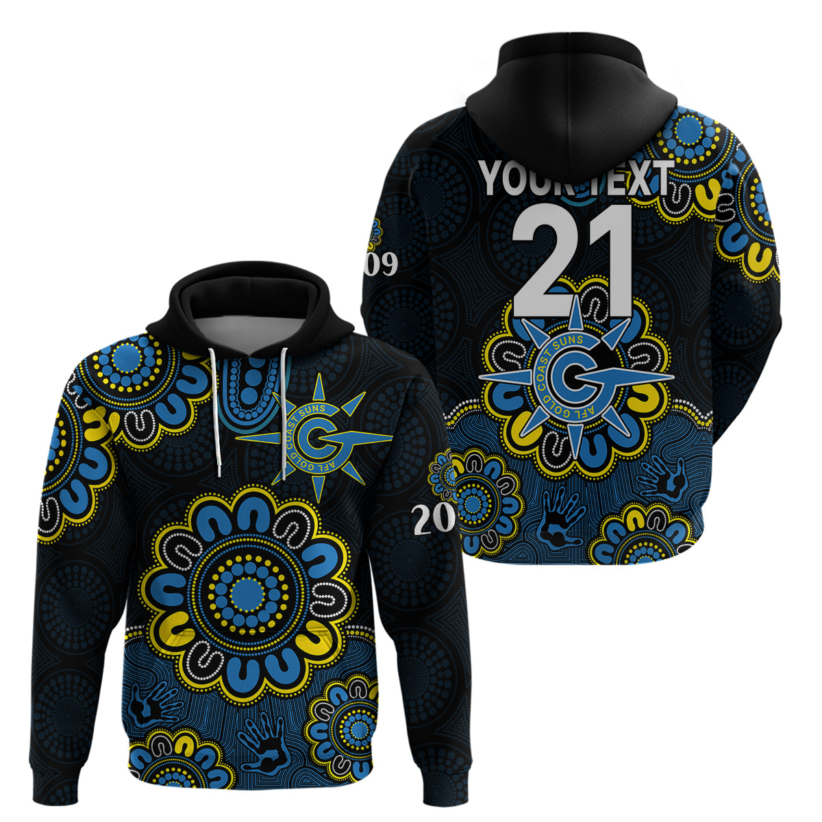 custom-personalised-afl-gold-coast-suns-2009-aboriginal-blue-style-hoodie