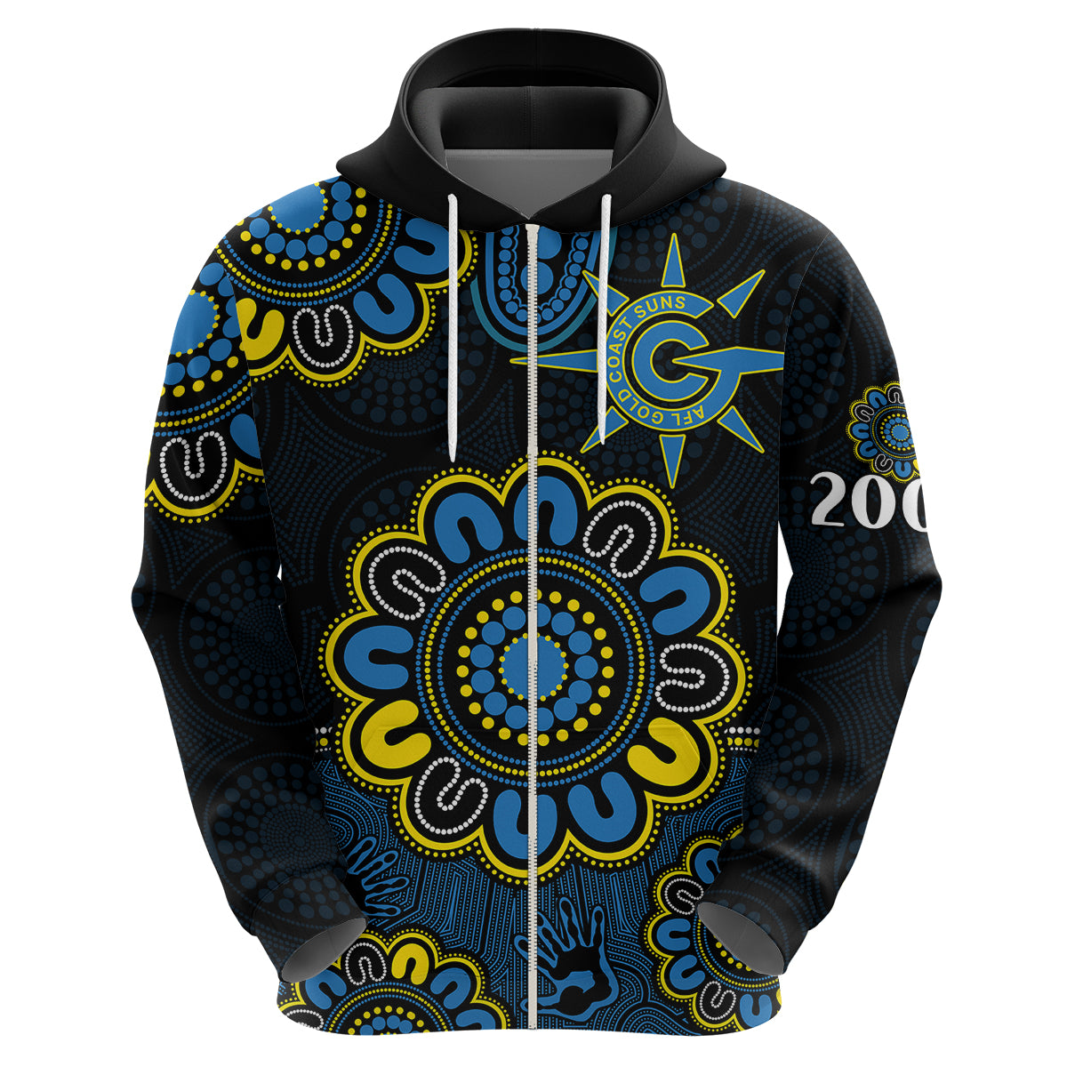 custom-personalised-afl-gold-coast-suns-2009-aboriginal-blue-style-hoodie