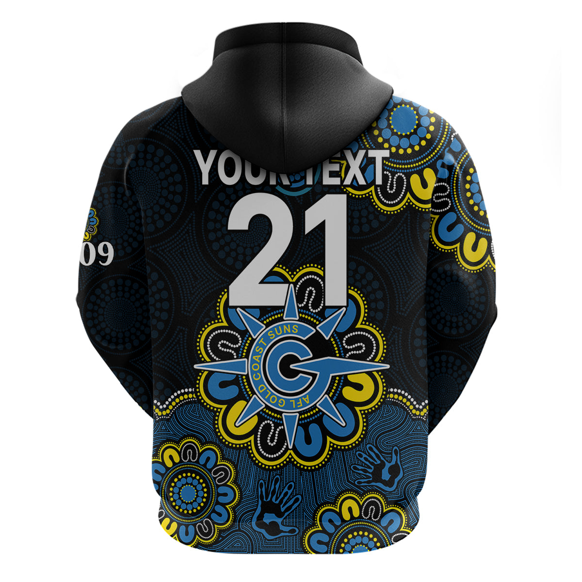 custom-personalised-afl-gold-coast-suns-2009-aboriginal-blue-style-hoodie