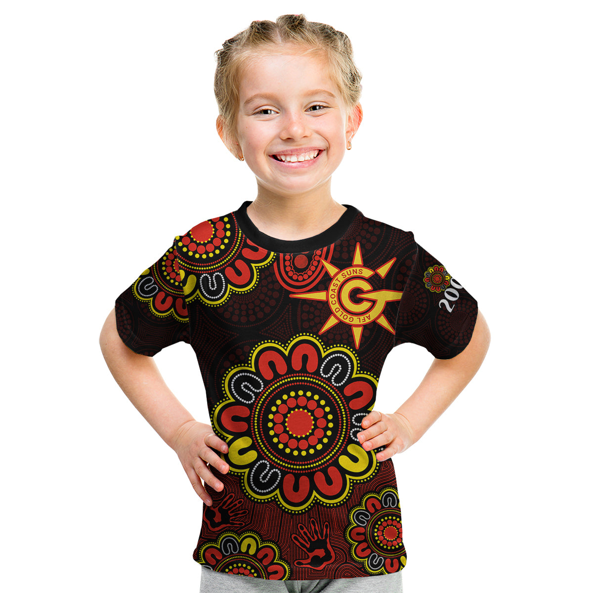 custom-personalised-afl-gold-coast-suns-2009-aboriginal-red-style-kid-t-shirt