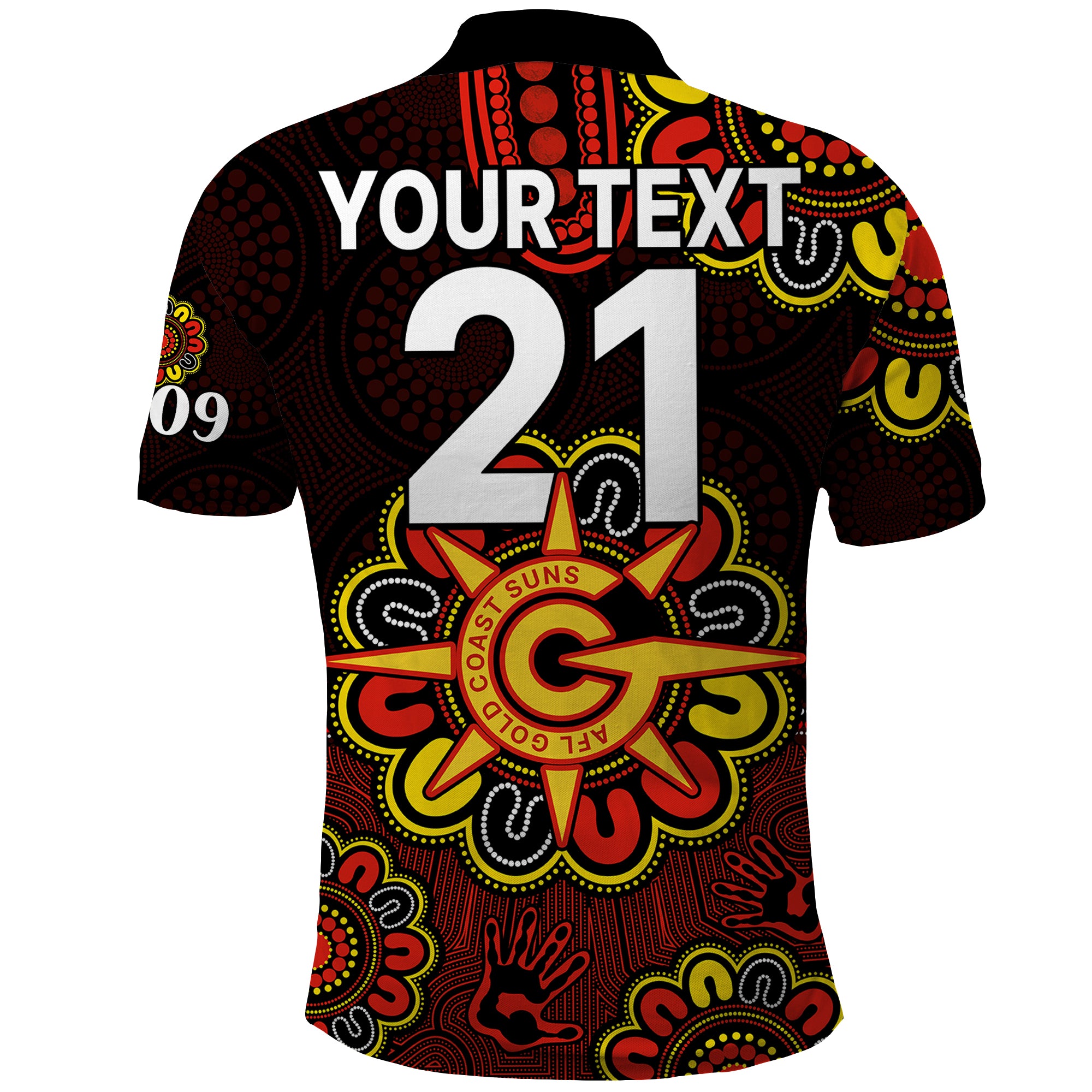 custom-personalised-afl-gold-coast-suns-2009-aboriginal-red-style-polo-shirt