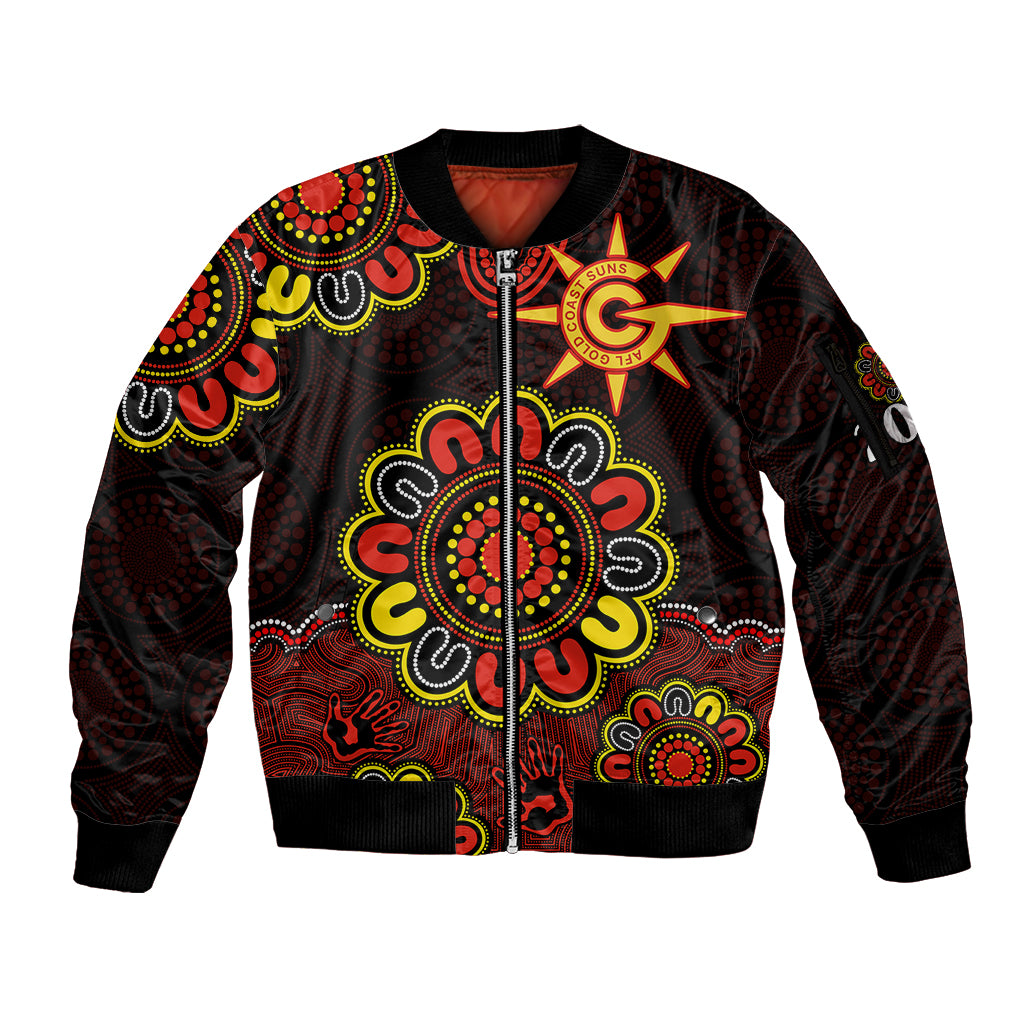 custom-personalised-afl-gold-coast-suns-2009-aboriginal-red-style-sleeve-zip-bomber-jacket