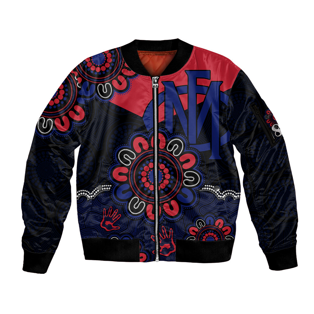 custom-personalised-afl-melbourne-demons-1858-aboriginal-sleeve-zip-bomber-jacket