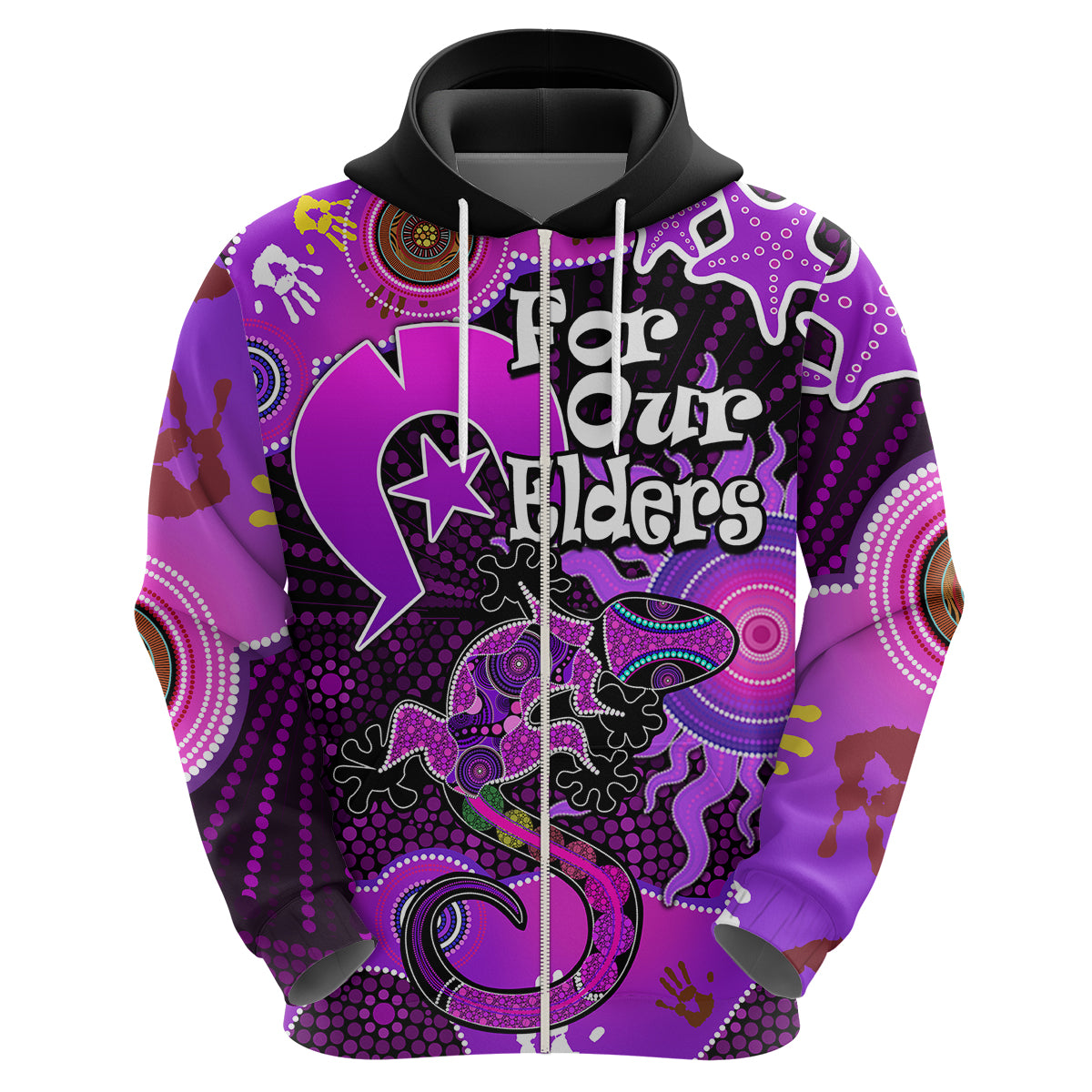 custom-personalised-aboriginal-naidoc-week-2023-hoodie-turtle-lizard-sun