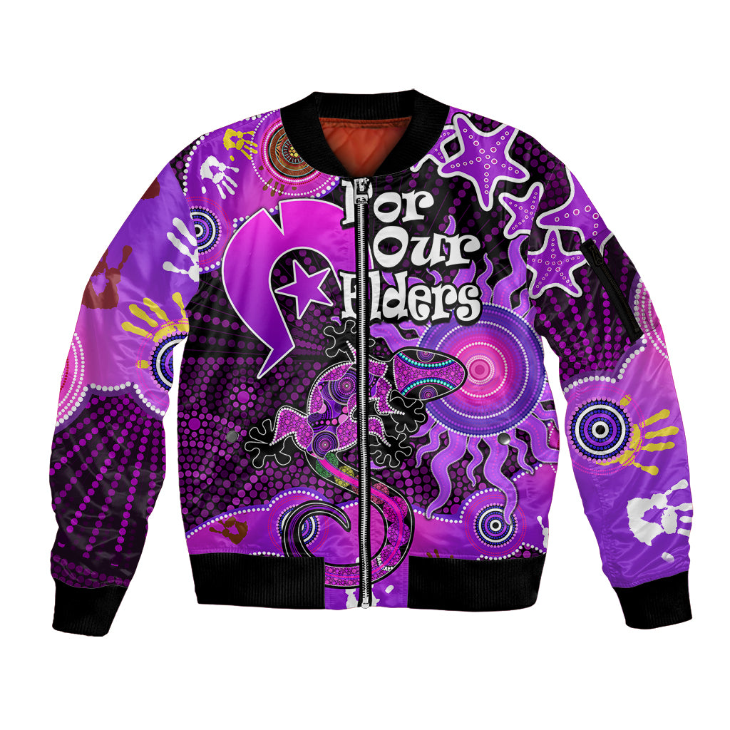 custom-personalised-aboriginal-naidoc-week-2023-sleeve-zip-bomber-jacket-turtle-lizard-sun