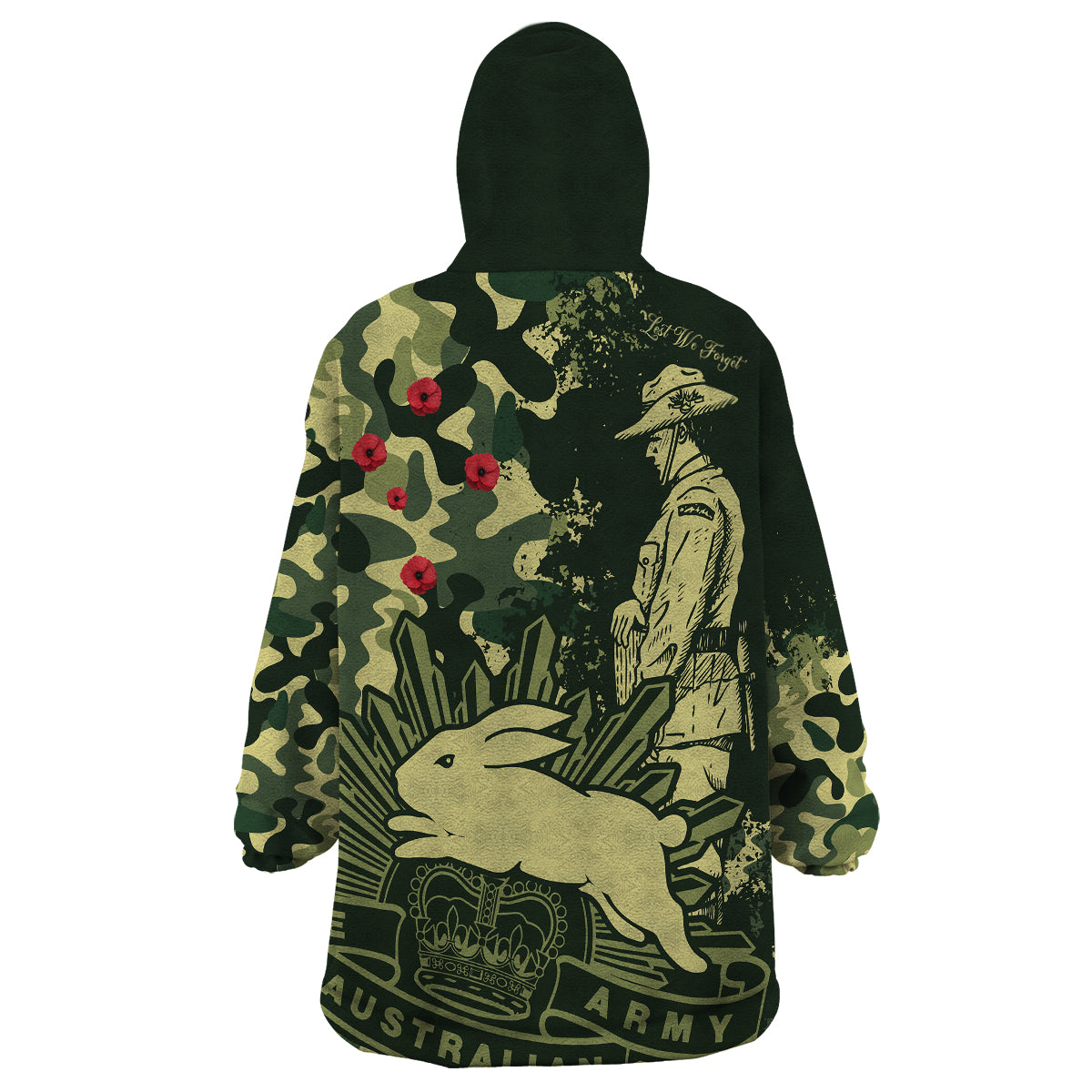 nrl-anzac-2023-rabbitohs-wearable-blanket-hoodie-camouflage