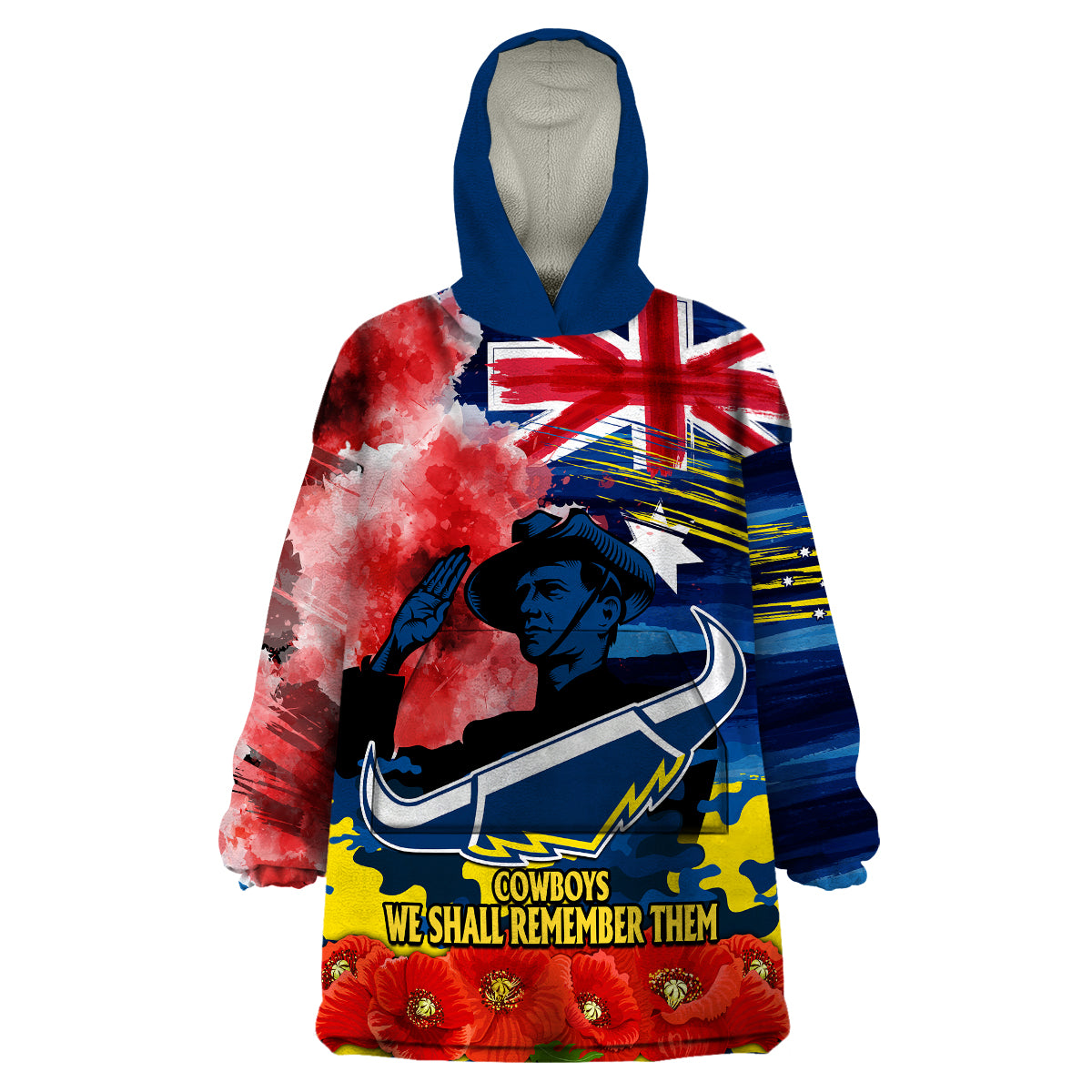 custom-personalised-anzac-cowboys-rugby-wearable-blanket-hoodie-we-shall-remember