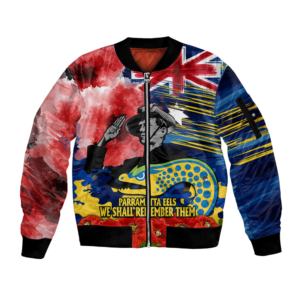 custom-personalised-anzac-eels-rugby-sleeve-zip-bomber-jacket-we-shall-remember