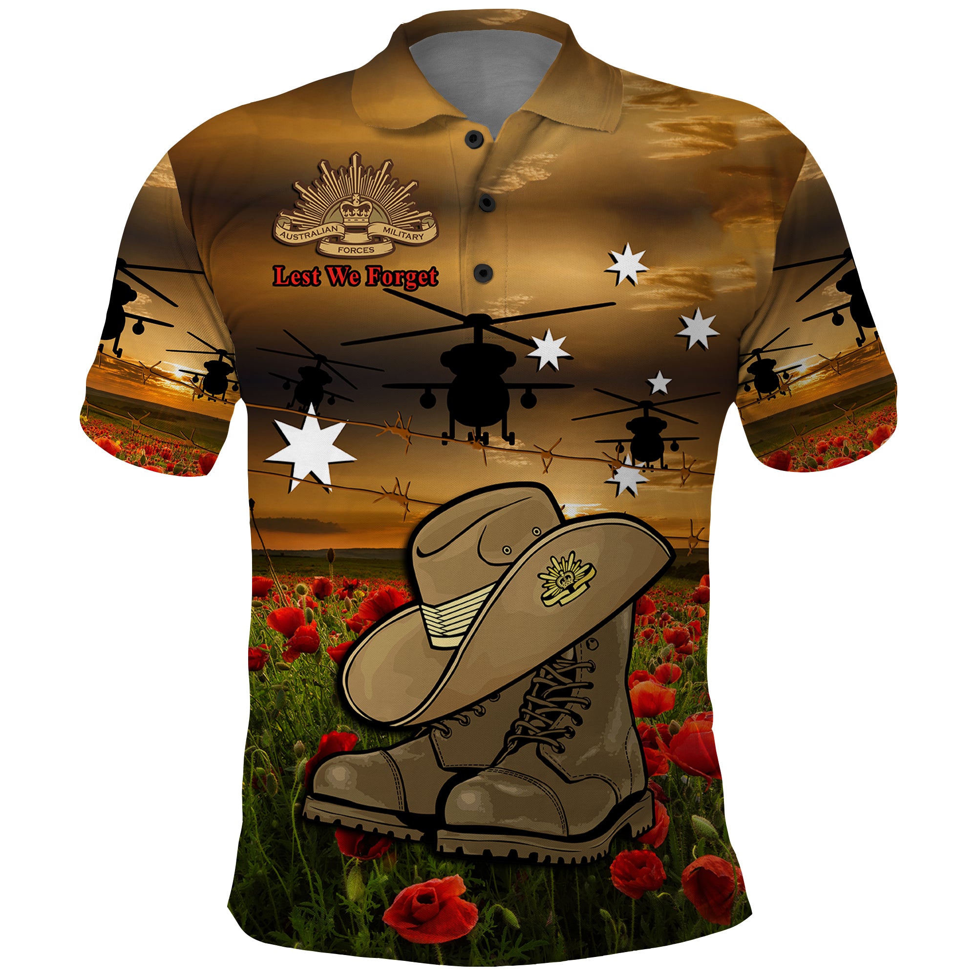 australian-anzac-polo-shirt-slouch-hat-and-army-boots-with-poppy