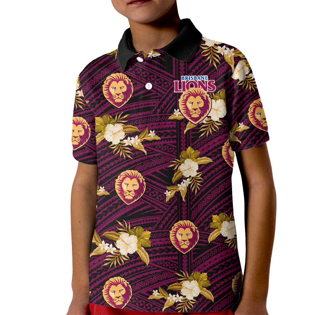 custom-text-and-number-brisbane-lions-football-kid-polo-shirt-polynesian-tribal-mix-tropical-hawaiian-style