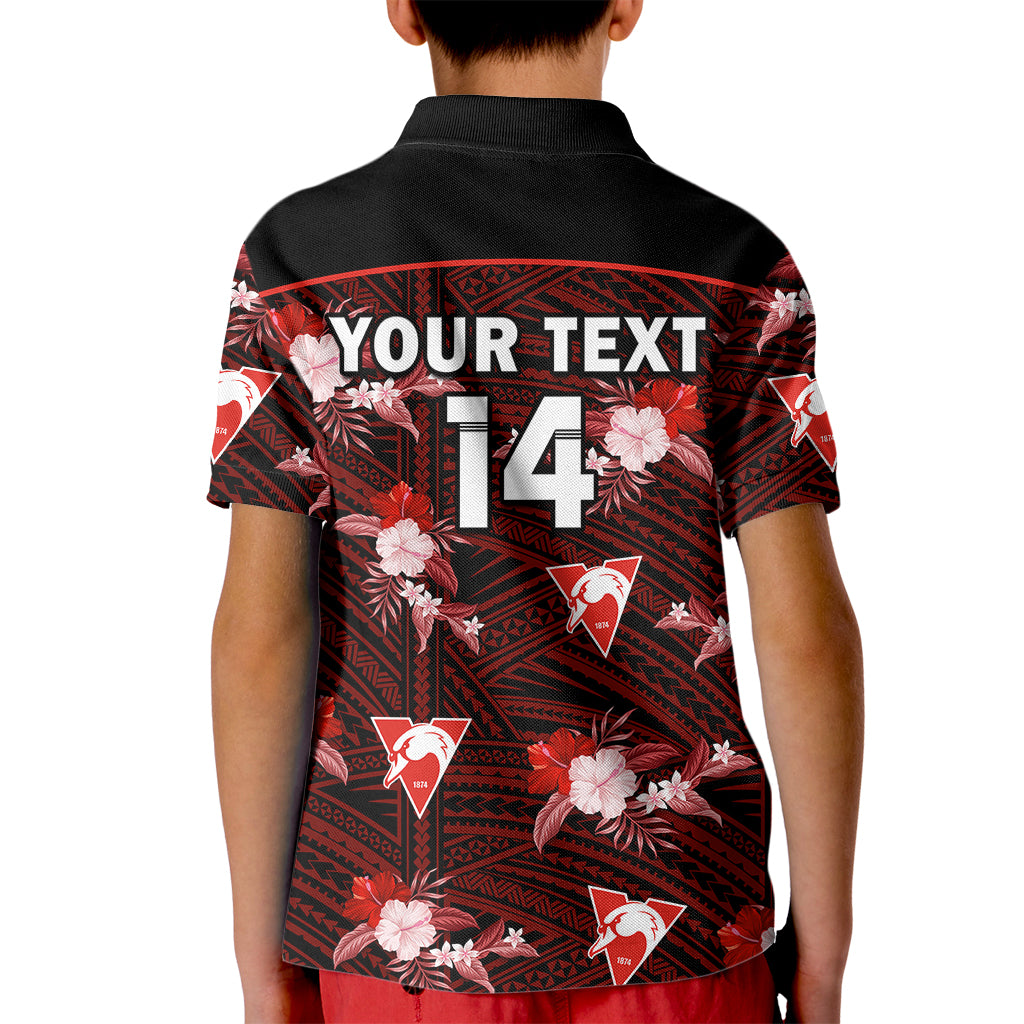 custom-text-and-number-sydney-swans-football-kid-polo-shirt-polynesian-tribal-mix-tropical-hawaiian-style