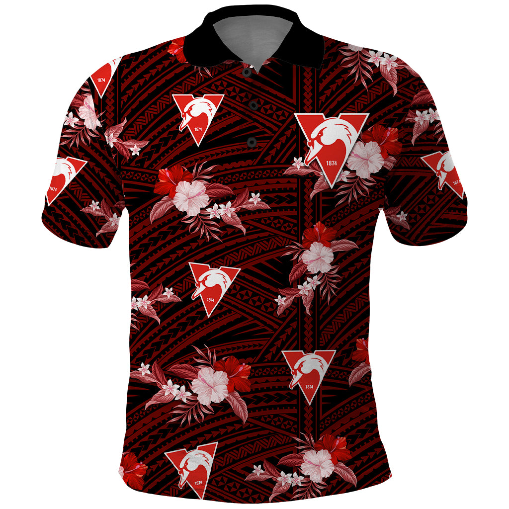 custom-text-and-number-sydney-swans-football-polo-shirt-polynesian-tribal-mix-tropical-hawaiian-style