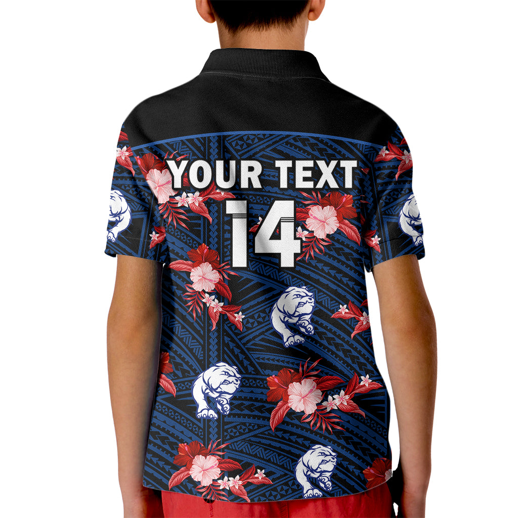 custom-text-and-number-western-bulldogs-football-kid-polo-shirt-polynesian-tribal-mix-tropical-hawaiian-style