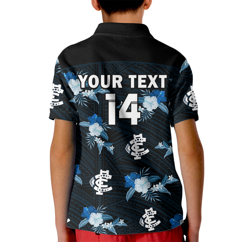 custom-text-and-number-carlton-football-kid-polo-shirt-blues-polynesian-tribal-mix-tropical-hawaiian-style