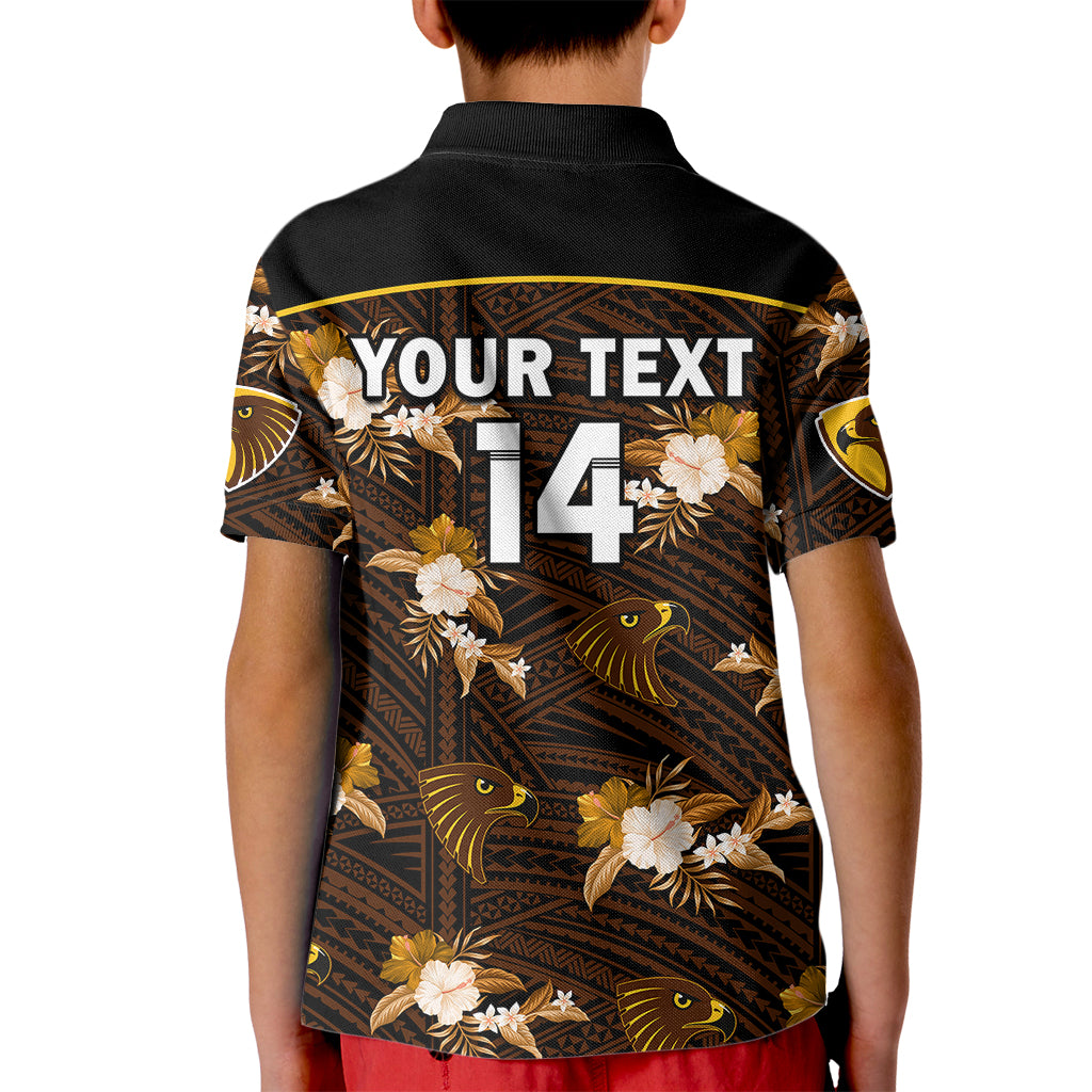 custom-text-and-number-hawthorn-football-kid-polo-shirt-hawks-polynesian-tribal-mix-tropical-hawaiian-style