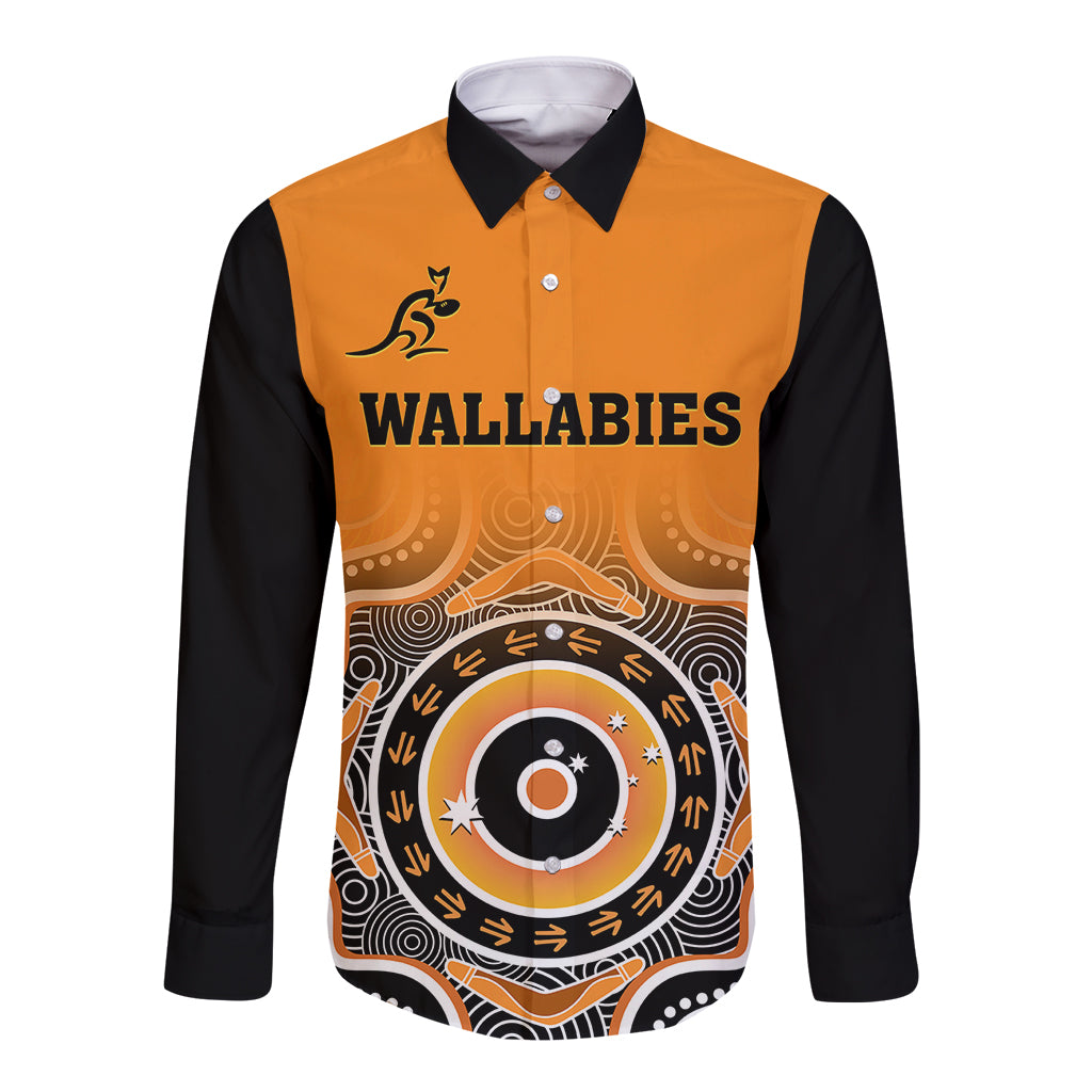 wallabies-rugby-long-sleeve-button-shirt-aussie-go-champions-indigenous-orange