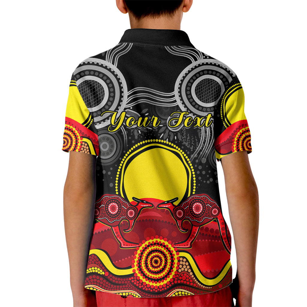 custom-personalised-australian-indigenous-kid-polo-shirt-kangaroos-circle-aboriginal-art