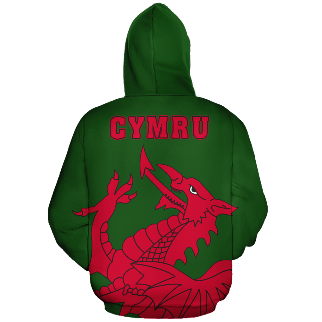 Wales In Me All Over Hoodie Green