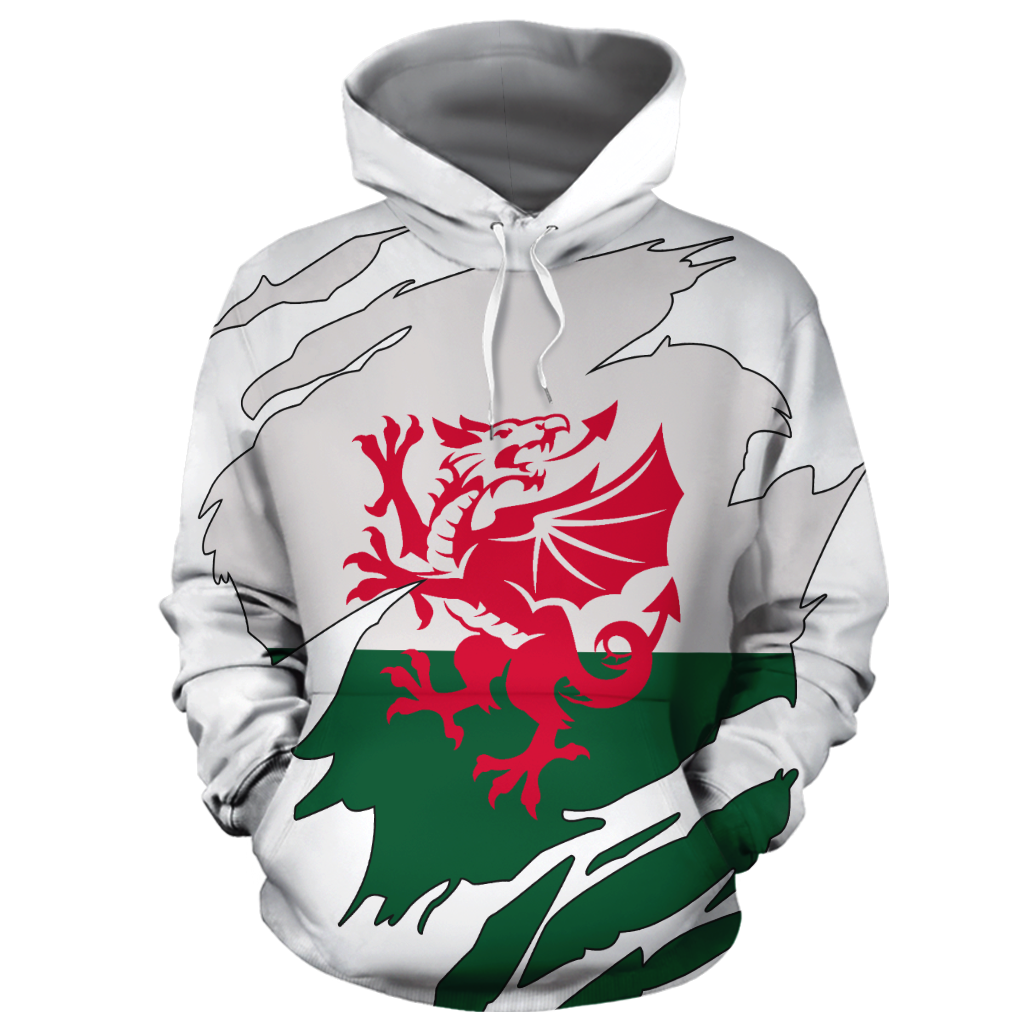 Wales In Me All Over Hoodie White