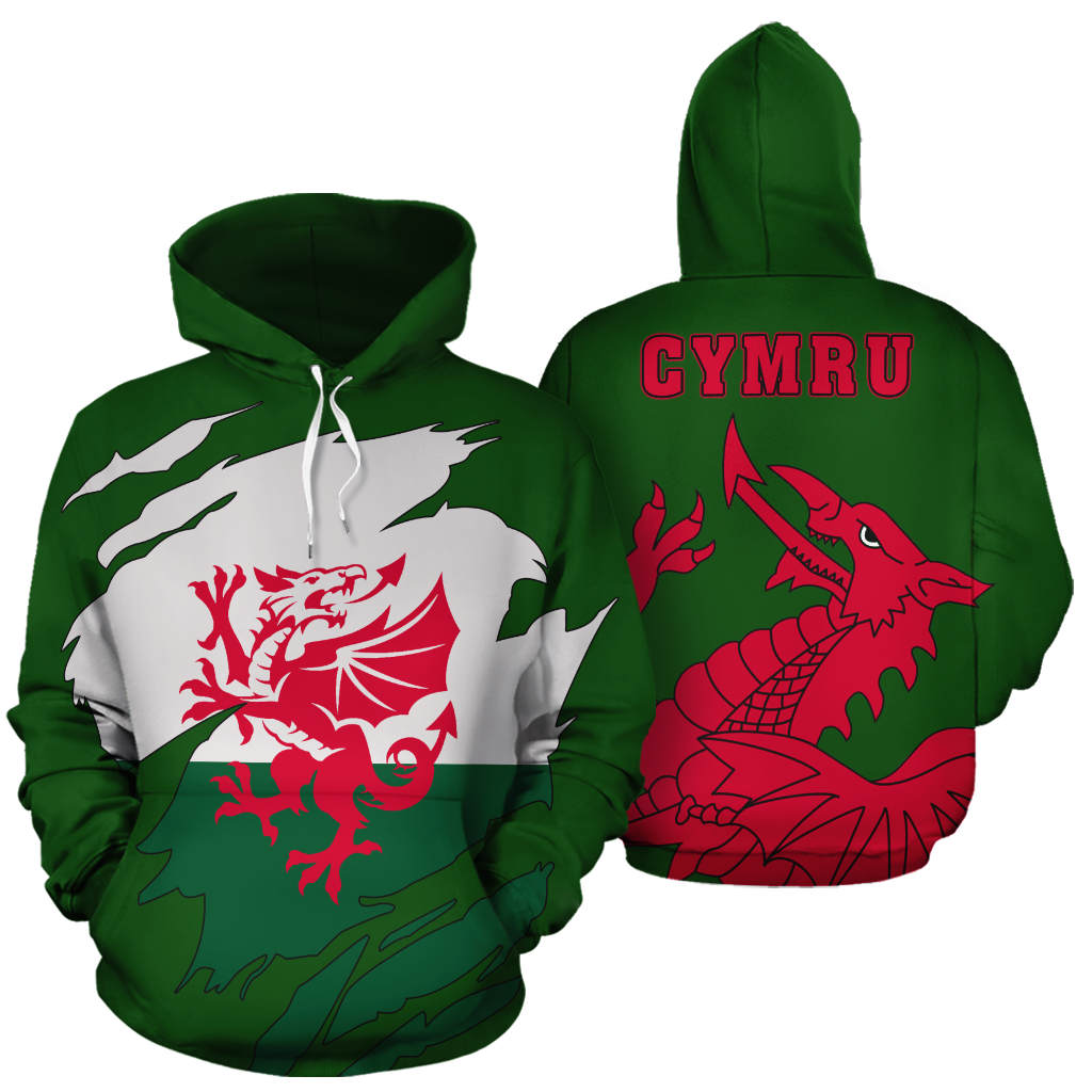 Wales In Me All Over Hoodie Green