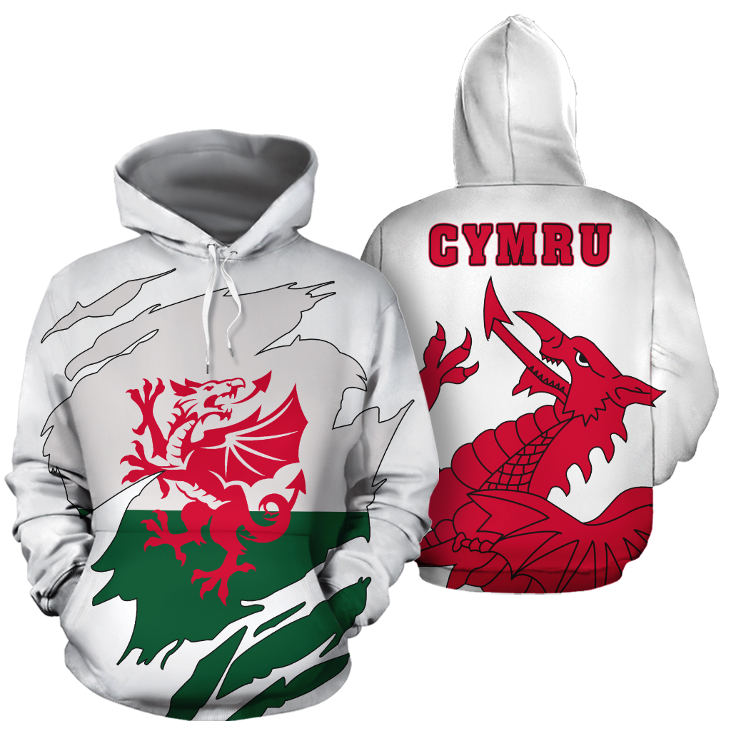 Wales In Me All Over Hoodie White