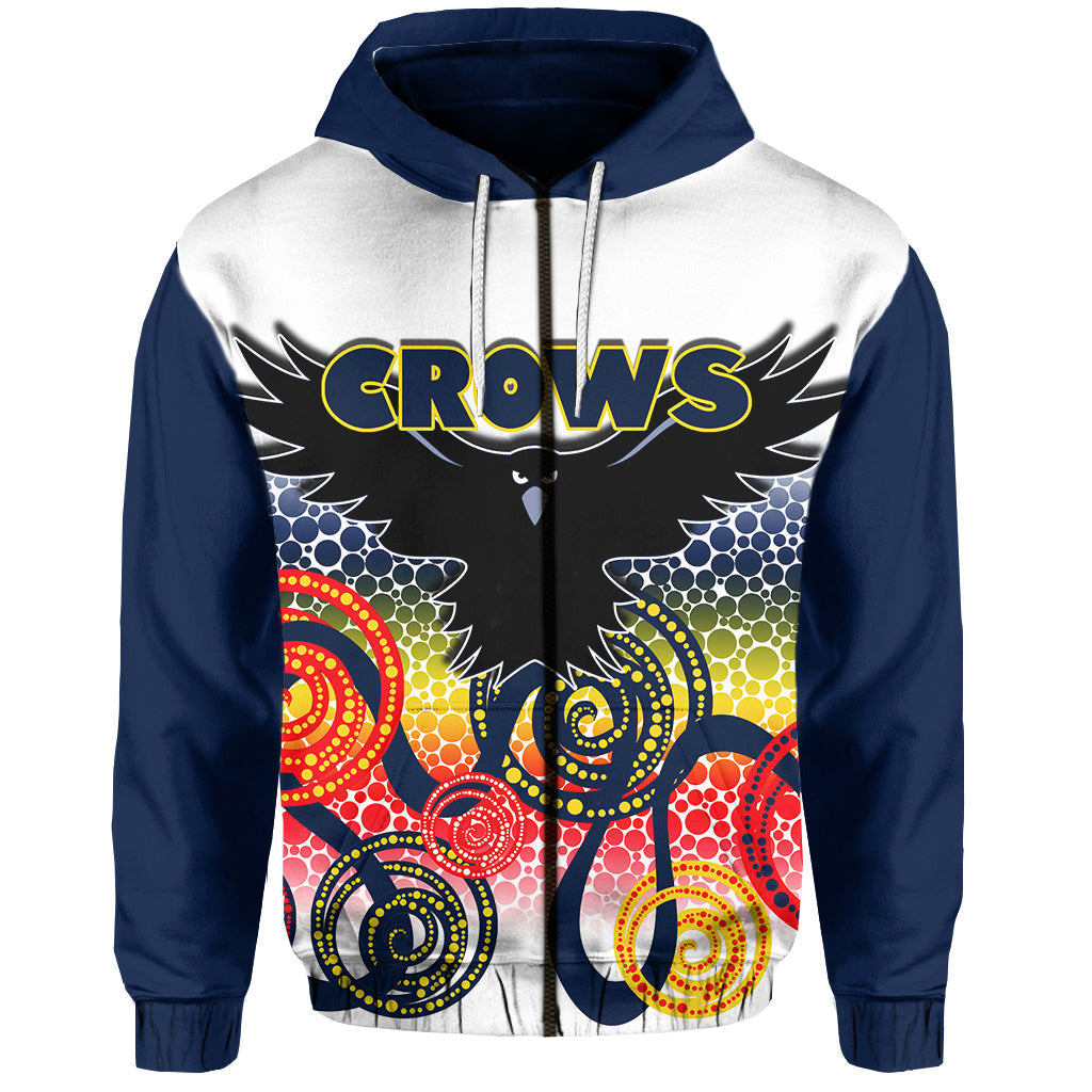 custom-personalised-adelaide-crows-zip-hoodie-indigenous-white-color