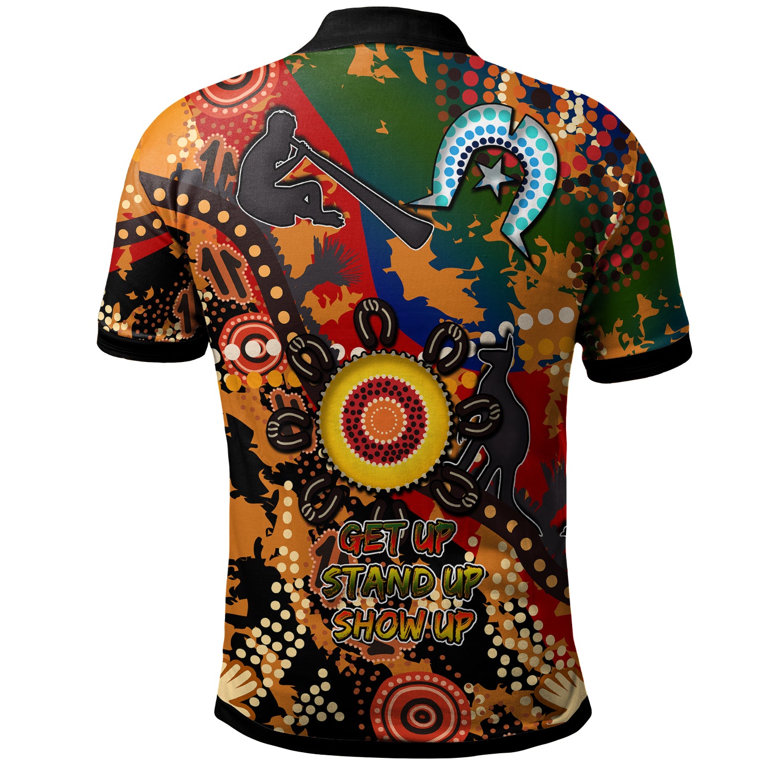 australia-naidoc-week-2023-polo-shirt-custom-naidoc-week-2023-aboriginal-inspired-dot-art-painting-with-native-kangaroo-get-up-stand-up-show-up-polo-shirt