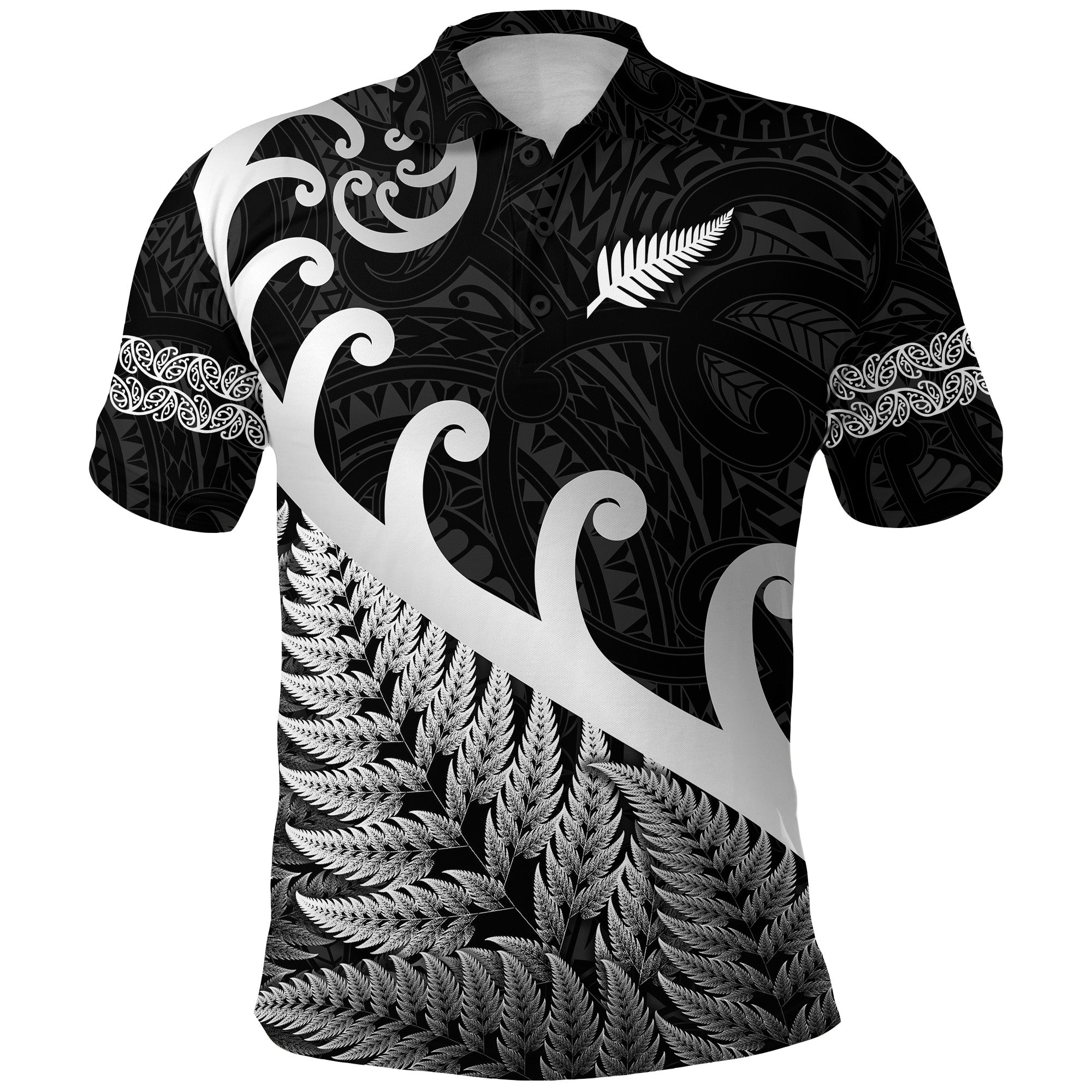 new-zealand-rugby-maori-polo-shirt-silver-fern-koru-vibes-black