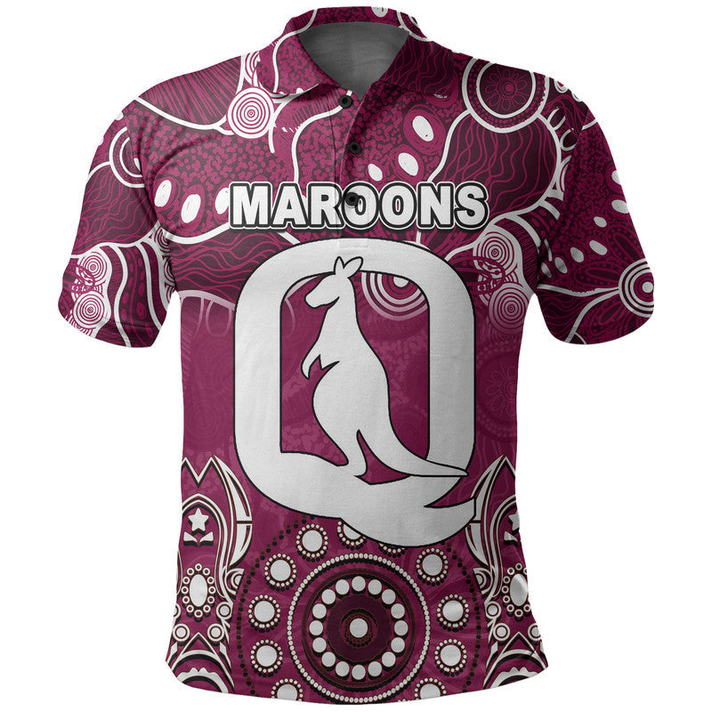 (Custom Personalised) Queensland Maroons Polo Shirt Aboriginal  LT6