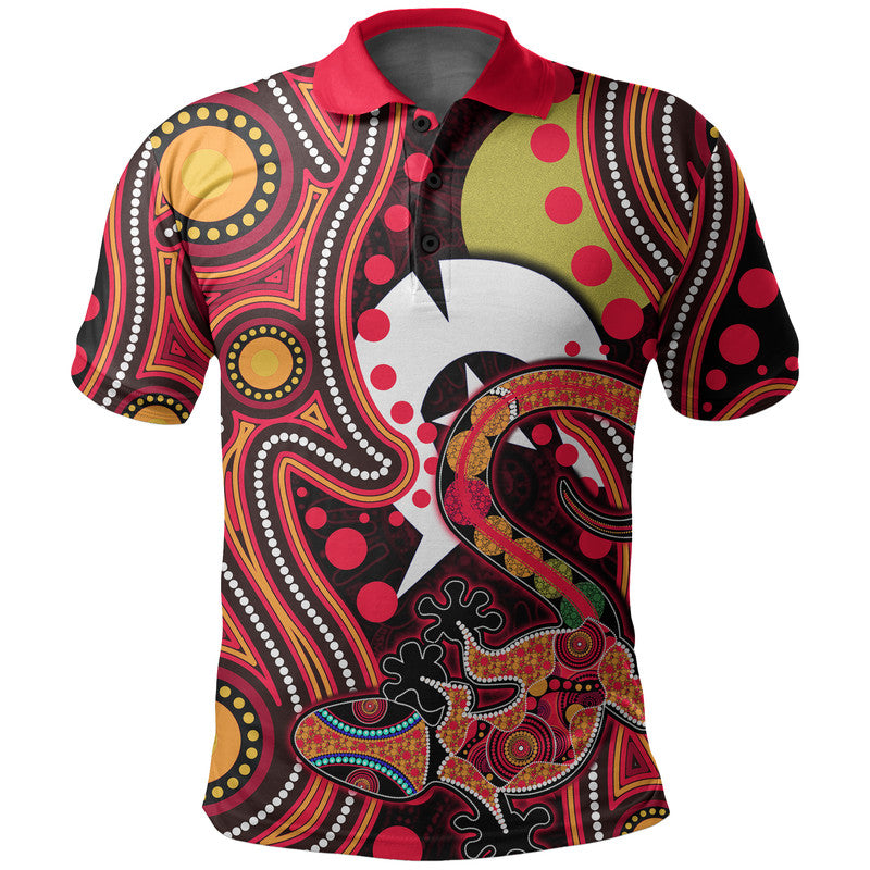 custom-personalised-naidoc-aboriginal-lizard-polo-shirt-red-style