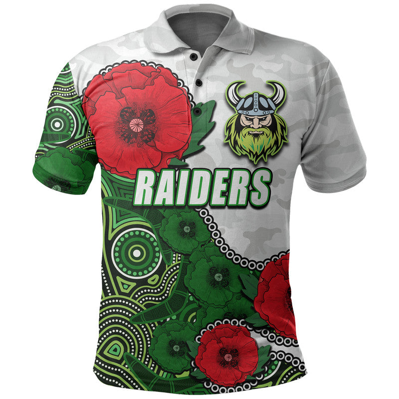 custom-personalised-anzac-day-nrl-raiders-army-mix-aboriginal-polo-shirt