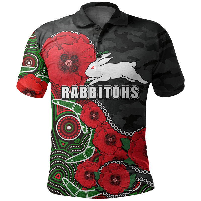 custom-personalised-anzac-day-nrl-rabbitohs-army-mix-aboriginal-polo-shirt-no2