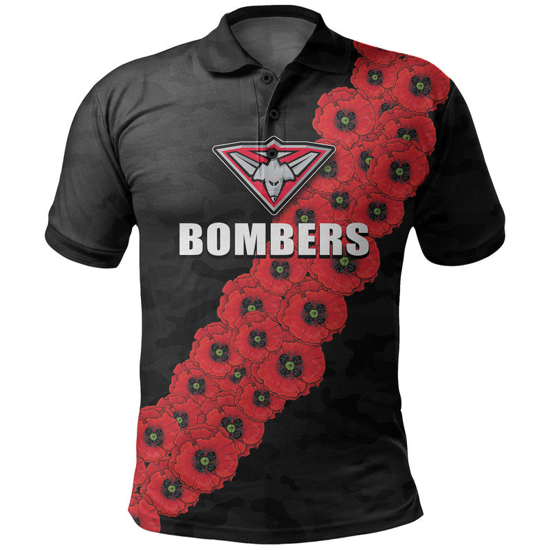 custom-personalised-afl-bombers-polo-shirt-anzac-day-poppy-flowers-jersey