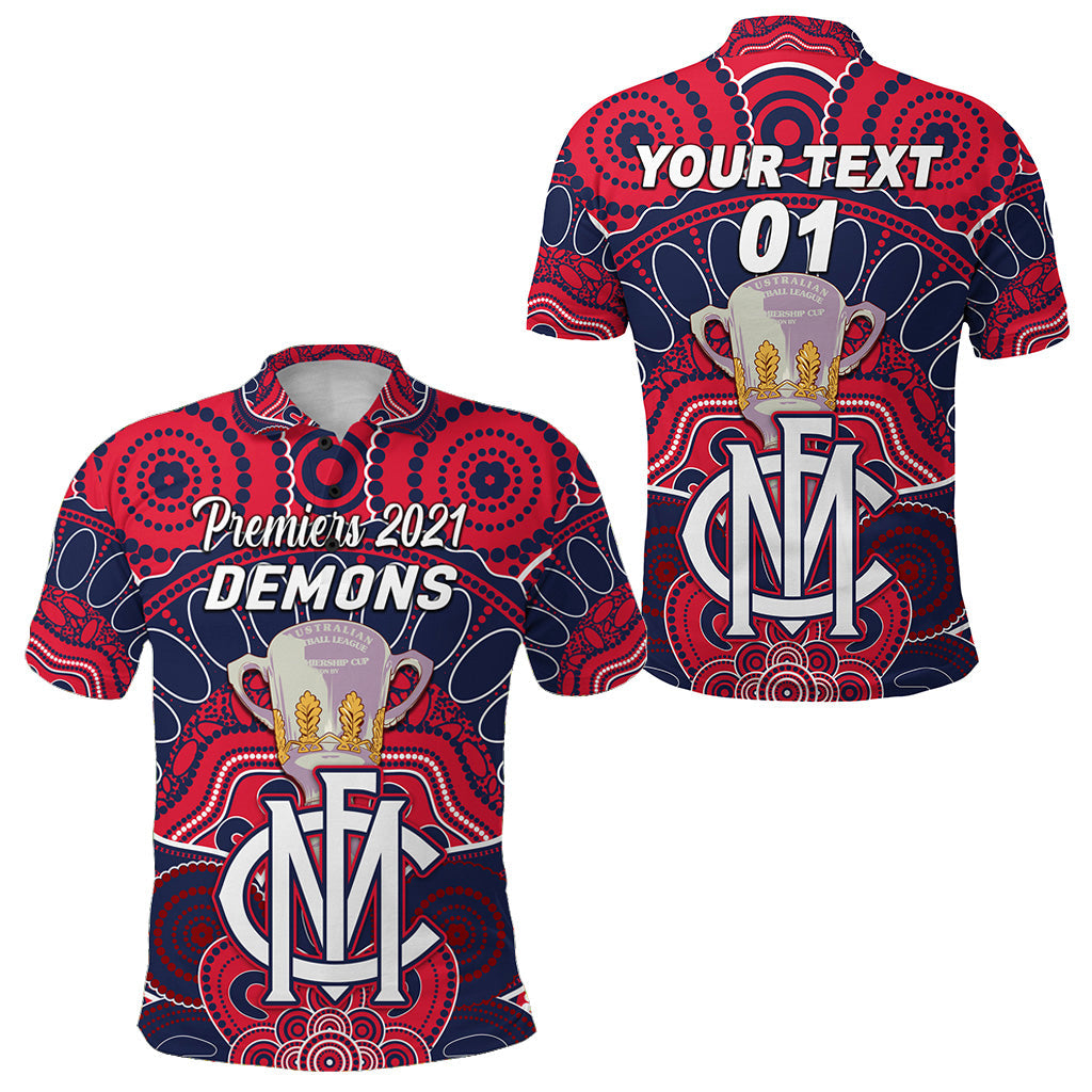 custom-personalised-melbourne-demons-indigenous-polo-shirt-football-2021-premiers-trophy-custom-text-and-number