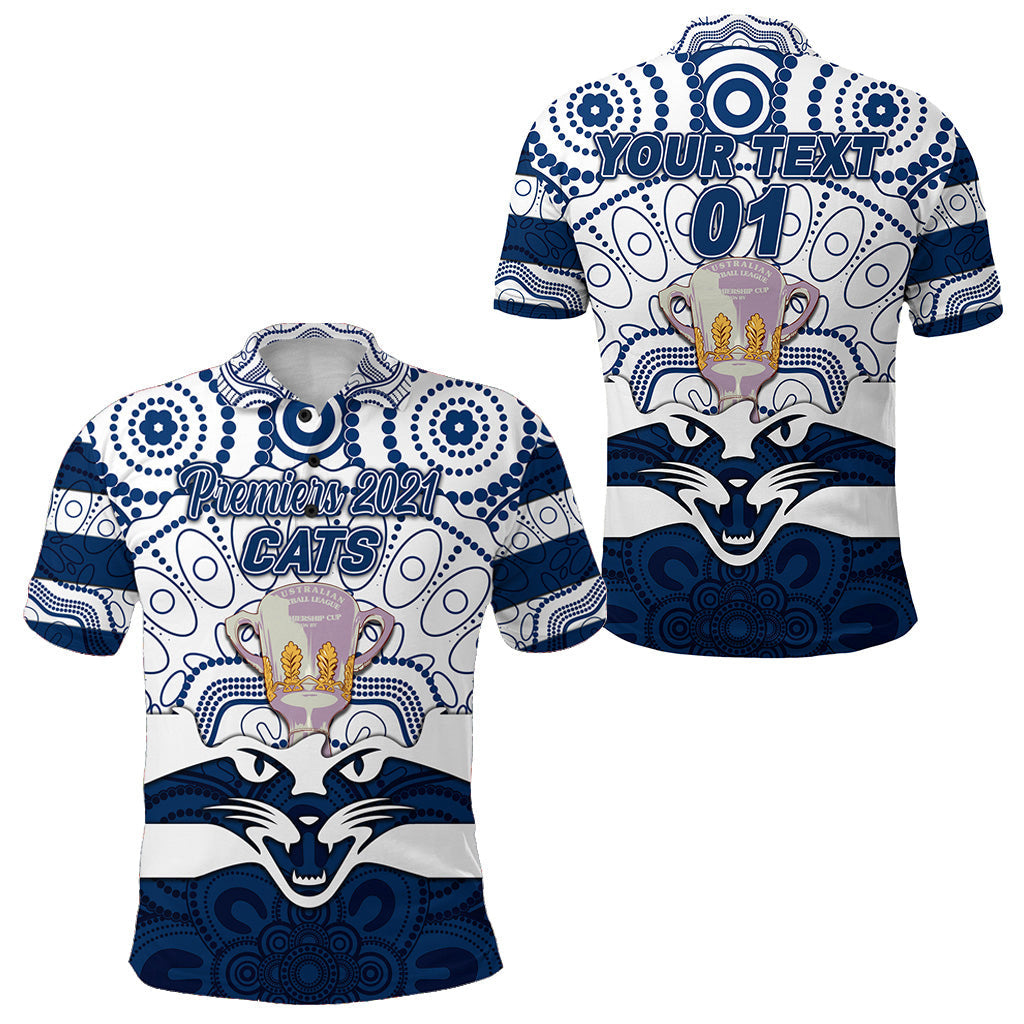 custom-personalised-geelong-cats-indigenous-polo-shirt-football-2021-premiers-trophy-custom-text-and-number