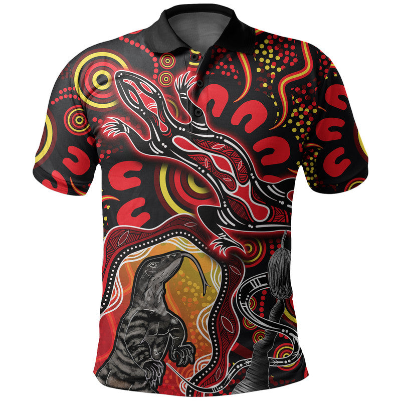 custom-personalised-aboriginal-lizard-polo-shirt-red-color