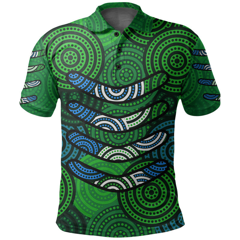 custom-personalised-boomerang-aboriginal-dot-patterns-polo-shirt-green-style