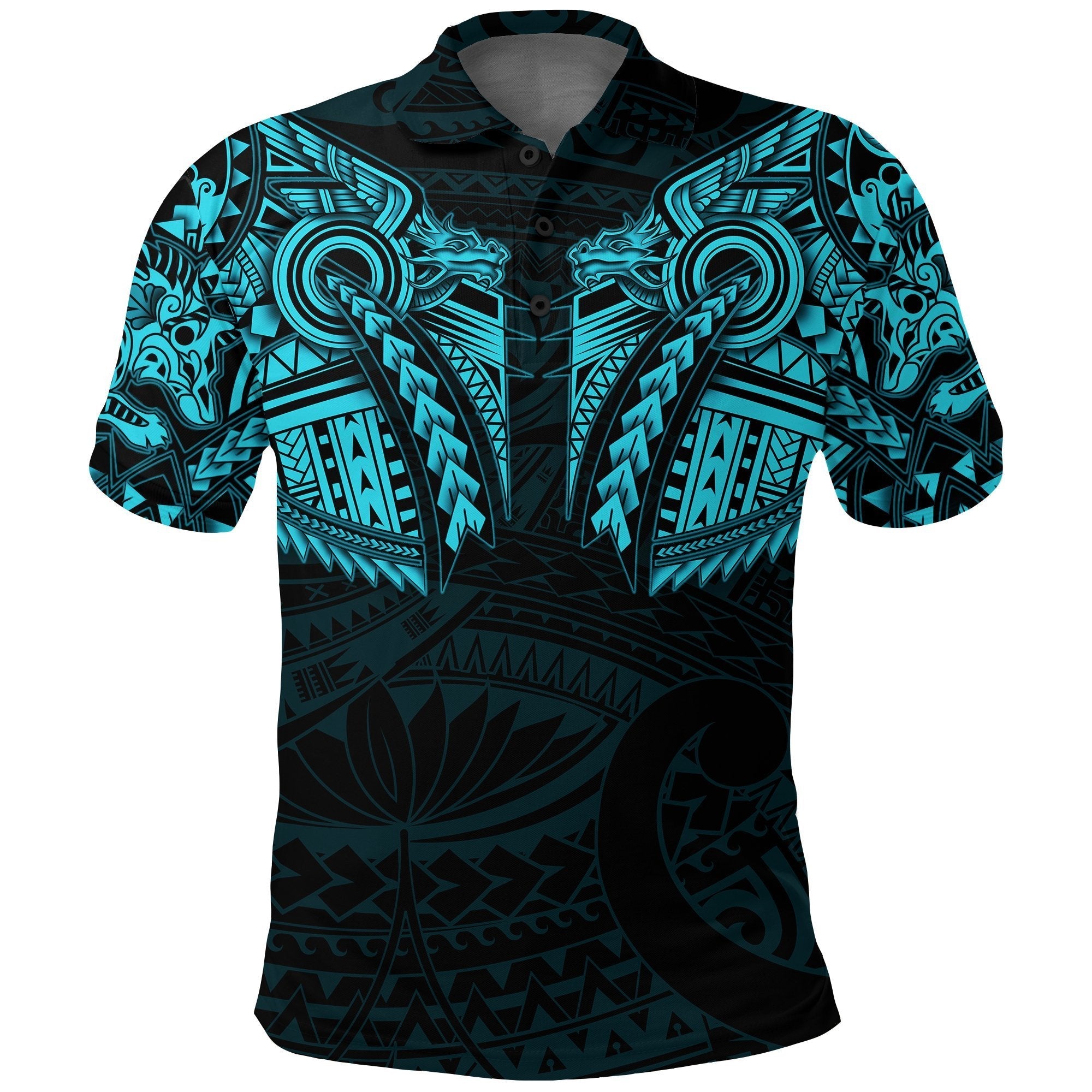 new-zealand-polo-shirt-maori-tattoo-wolf-dragon-golf-shirt-blue