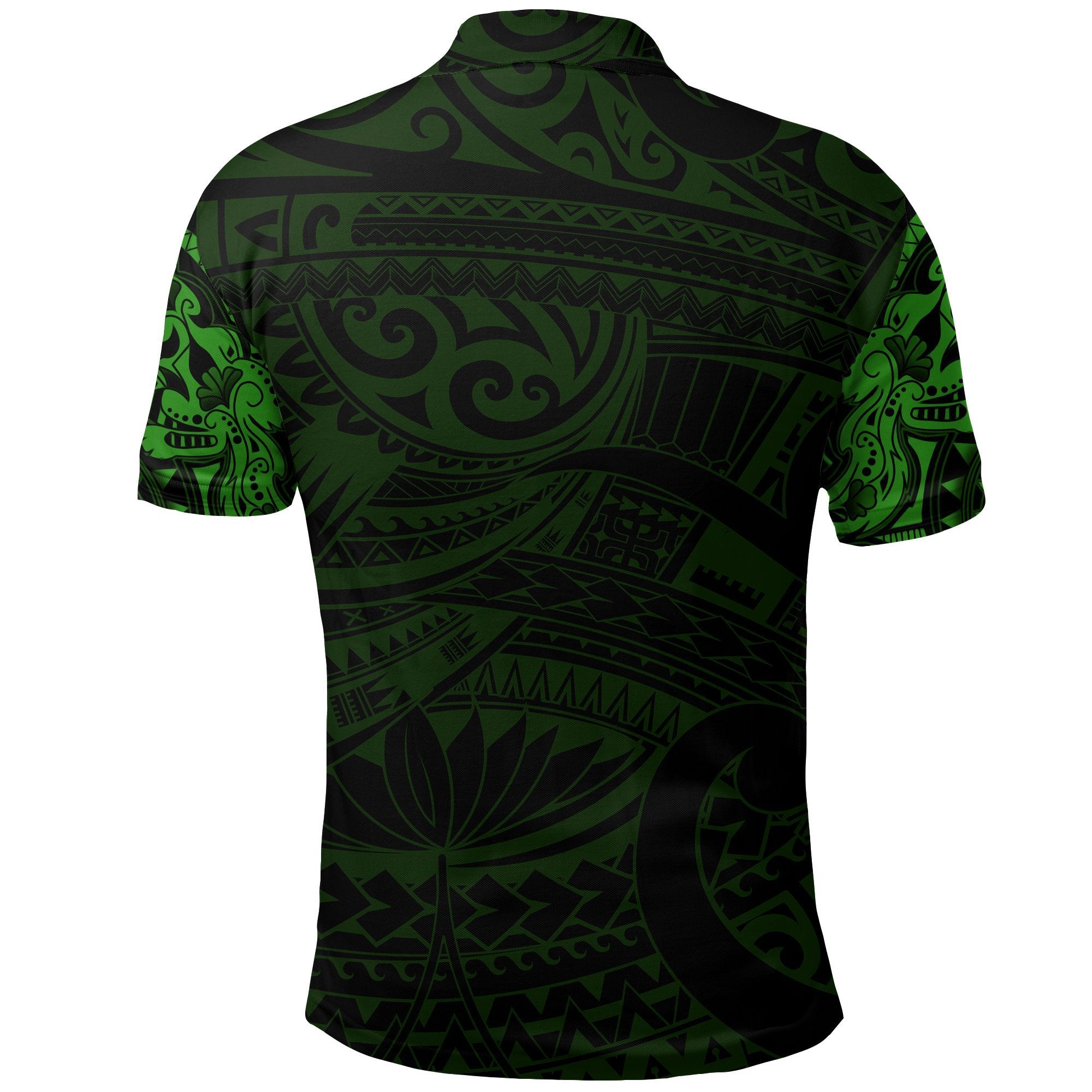 new-zealand-polo-shirt-maori-tattoo-wolf-dragon-golf-shirt-green