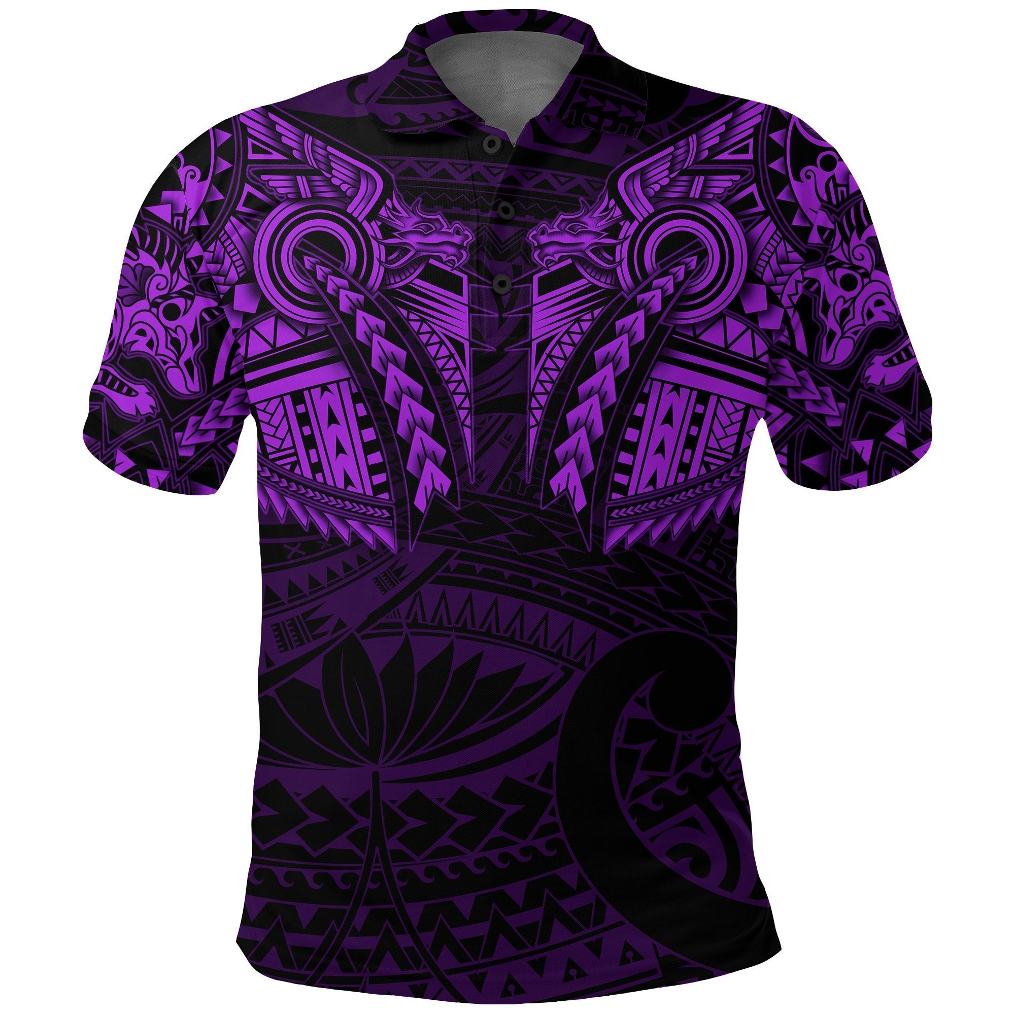 new-zealand-polo-shirt-maori-tattoo-wolf-dragon-golf-shirt-purple