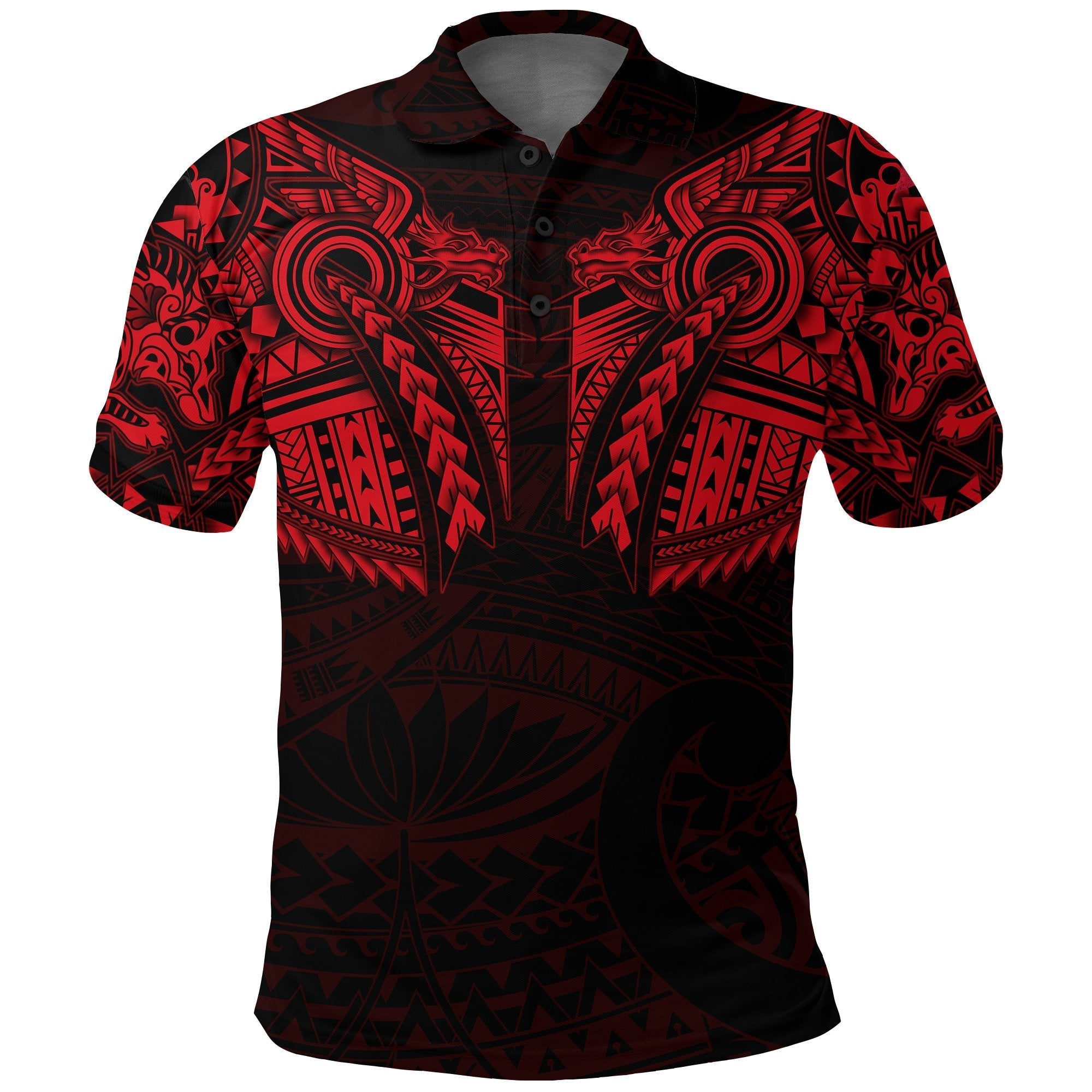 new-zealand-polo-shirt-maori-tattoo-wolf-dragon-golf-shirt-red